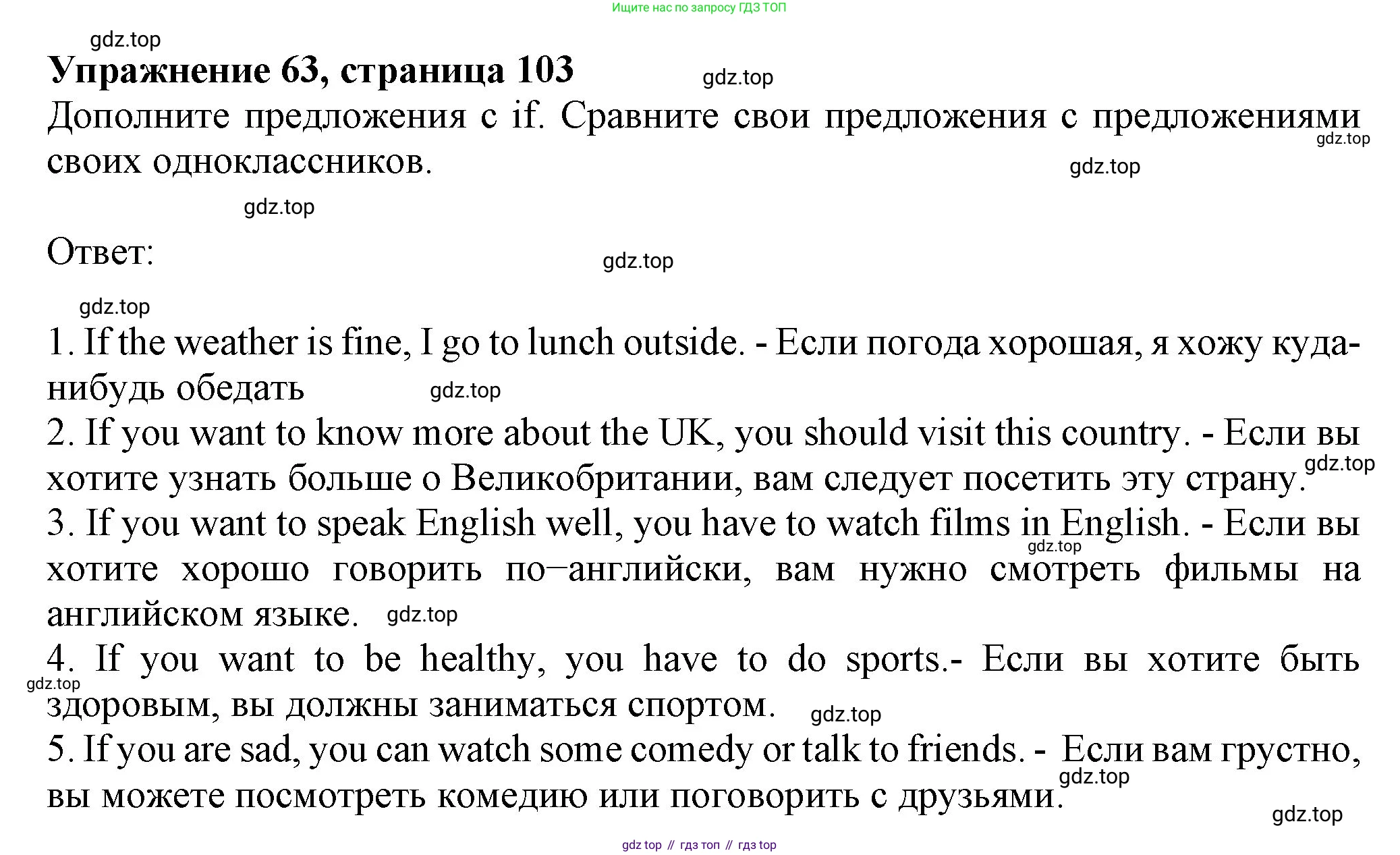 ГДЗ Английский язык (english), 6 класс Учебник (Student's book), авторы: Биболетова Мерем Забатовна, Денисенко Ольга Анатольевна, Трубанева Наталия Николаевна, издательство Просвещение, Москва, 2023, страница 103, номер 63, Решение