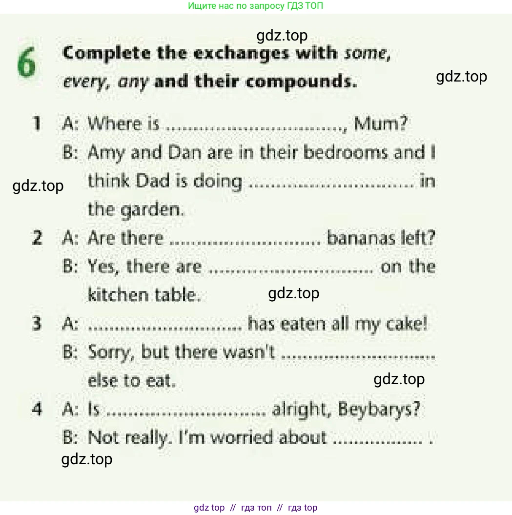 Английский язык (english), 6 класс Рабочая тетрадь (workbook), авторы: Эванс Вирджиния (Evans Virginia), Дули Дженни (Dooley Jenny), Оби Боб (Obee Bob), Мухамеджанова Наталья (Mukhamedjanova Natalya), издательство Express Publishing, Алматы, 2017, зелёного цвета, страница 86, номер 6, Условие