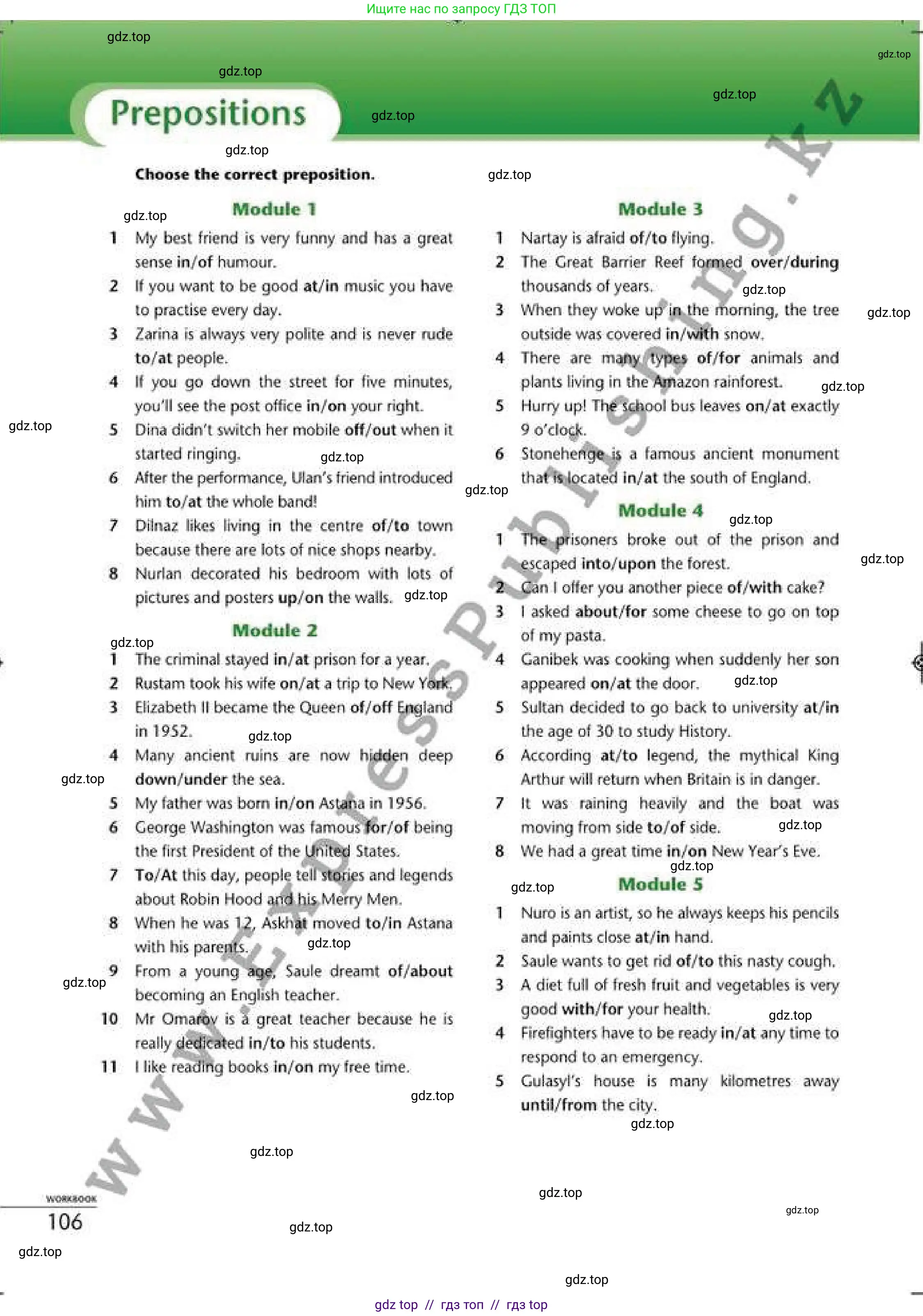 Английский язык (english), 6 класс Рабочая тетрадь (workbook), авторы: Эванс Вирджиния (Evans Virginia), Дули Дженни (Dooley Jenny), Оби Боб (Obee Bob), Мухамеджанова Наталья (Mukhamedjanova Natalya), издательство Express Publishing, Алматы, 2017, зелёного цвета, страница 106