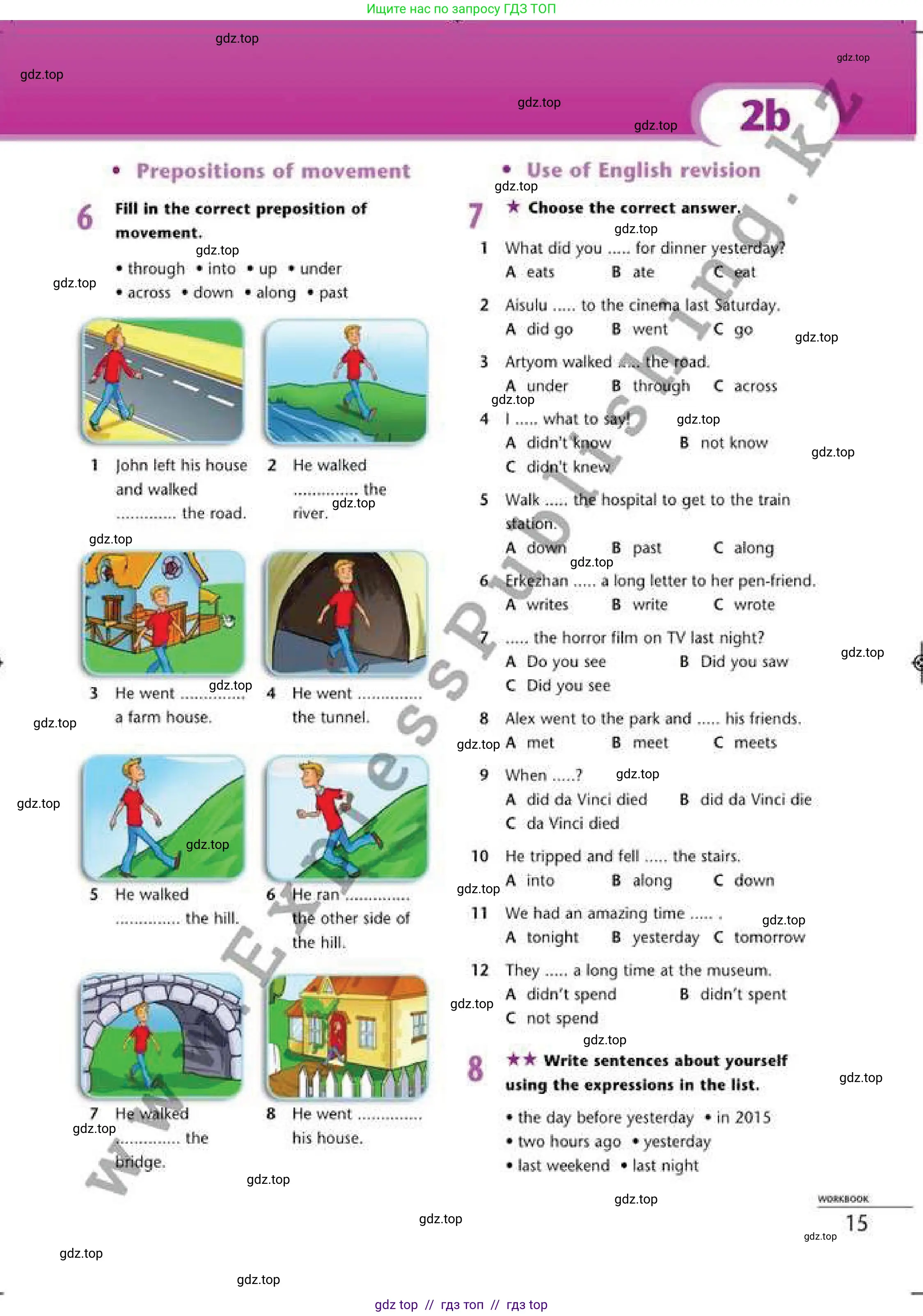 Английский язык (english), 6 класс Рабочая тетрадь (workbook), авторы: Эванс Вирджиния (Evans Virginia), Дули Дженни (Dooley Jenny), Оби Боб (Obee Bob), Мухамеджанова Наталья (Mukhamedjanova Natalya), издательство Express Publishing, Алматы, 2017, зелёного цвета, страница 15