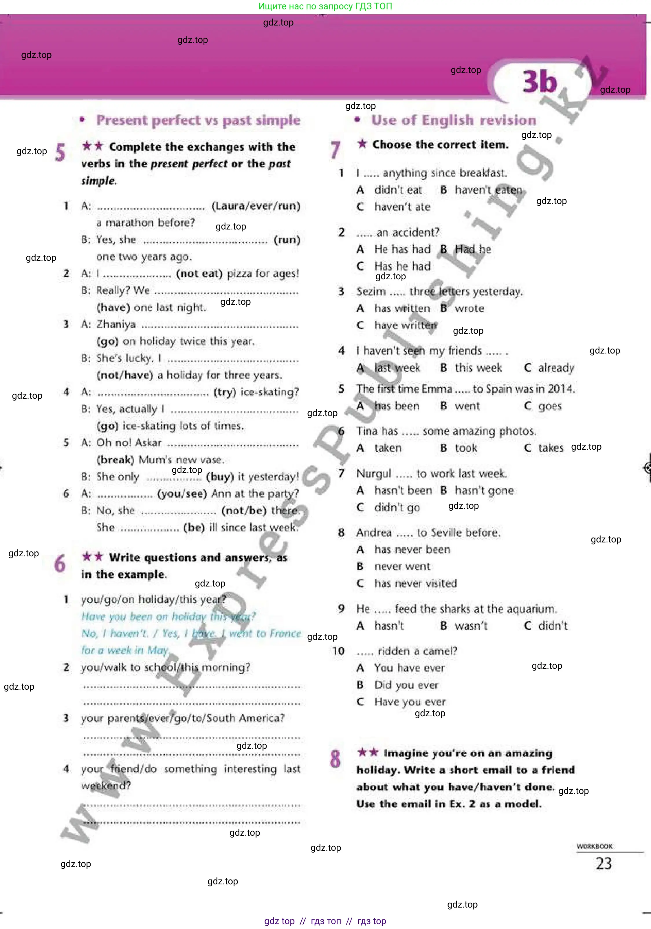 Английский язык (english), 6 класс Рабочая тетрадь (workbook), авторы: Эванс Вирджиния (Evans Virginia), Дули Дженни (Dooley Jenny), Оби Боб (Obee Bob), Мухамеджанова Наталья (Mukhamedjanova Natalya), издательство Express Publishing, Алматы, 2017, зелёного цвета, страница 23