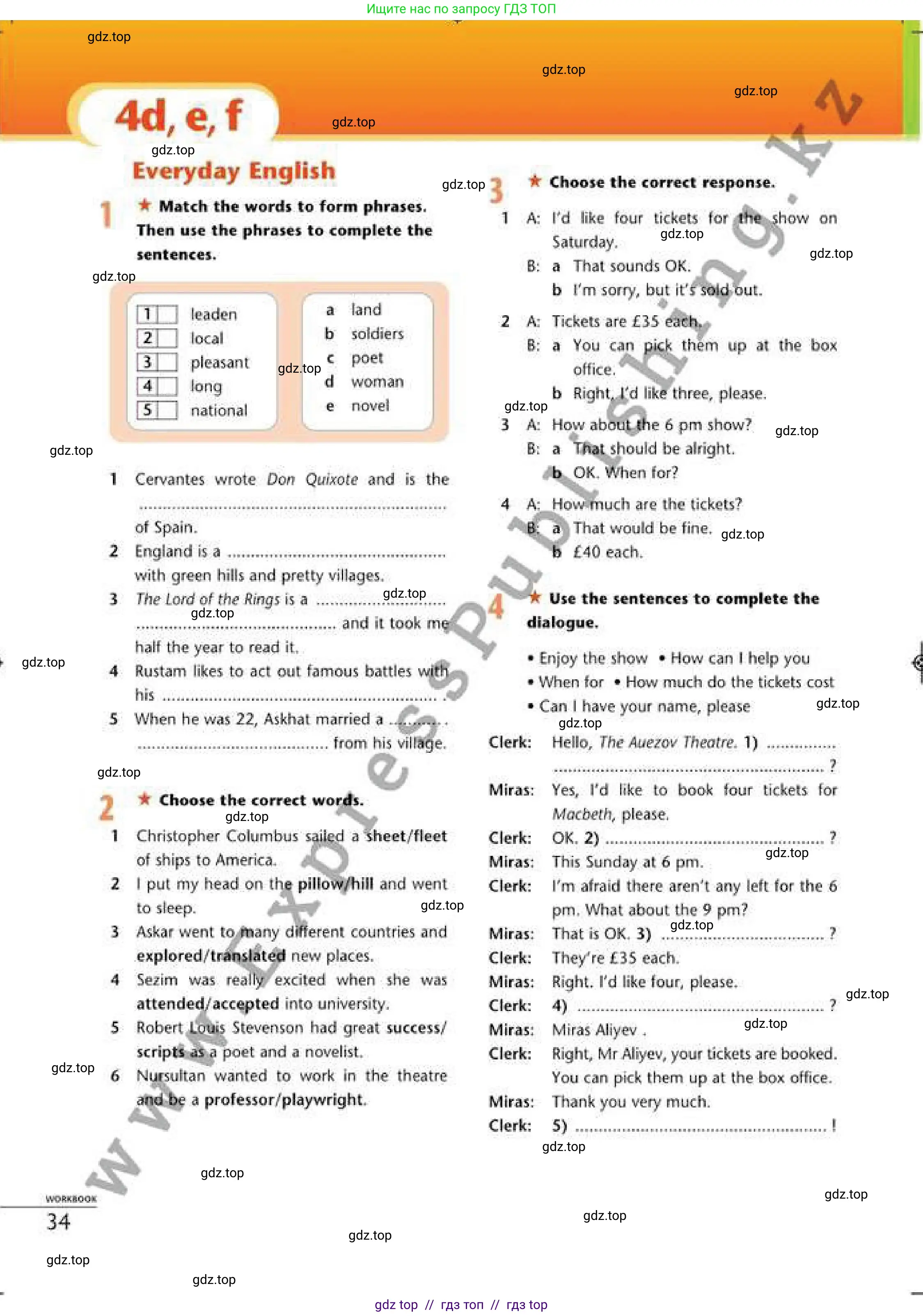 Английский язык (english), 6 класс Рабочая тетрадь (workbook), авторы: Эванс Вирджиния (Evans Virginia), Дули Дженни (Dooley Jenny), Оби Боб (Obee Bob), Мухамеджанова Наталья (Mukhamedjanova Natalya), издательство Express Publishing, Алматы, 2017, зелёного цвета, страница 34