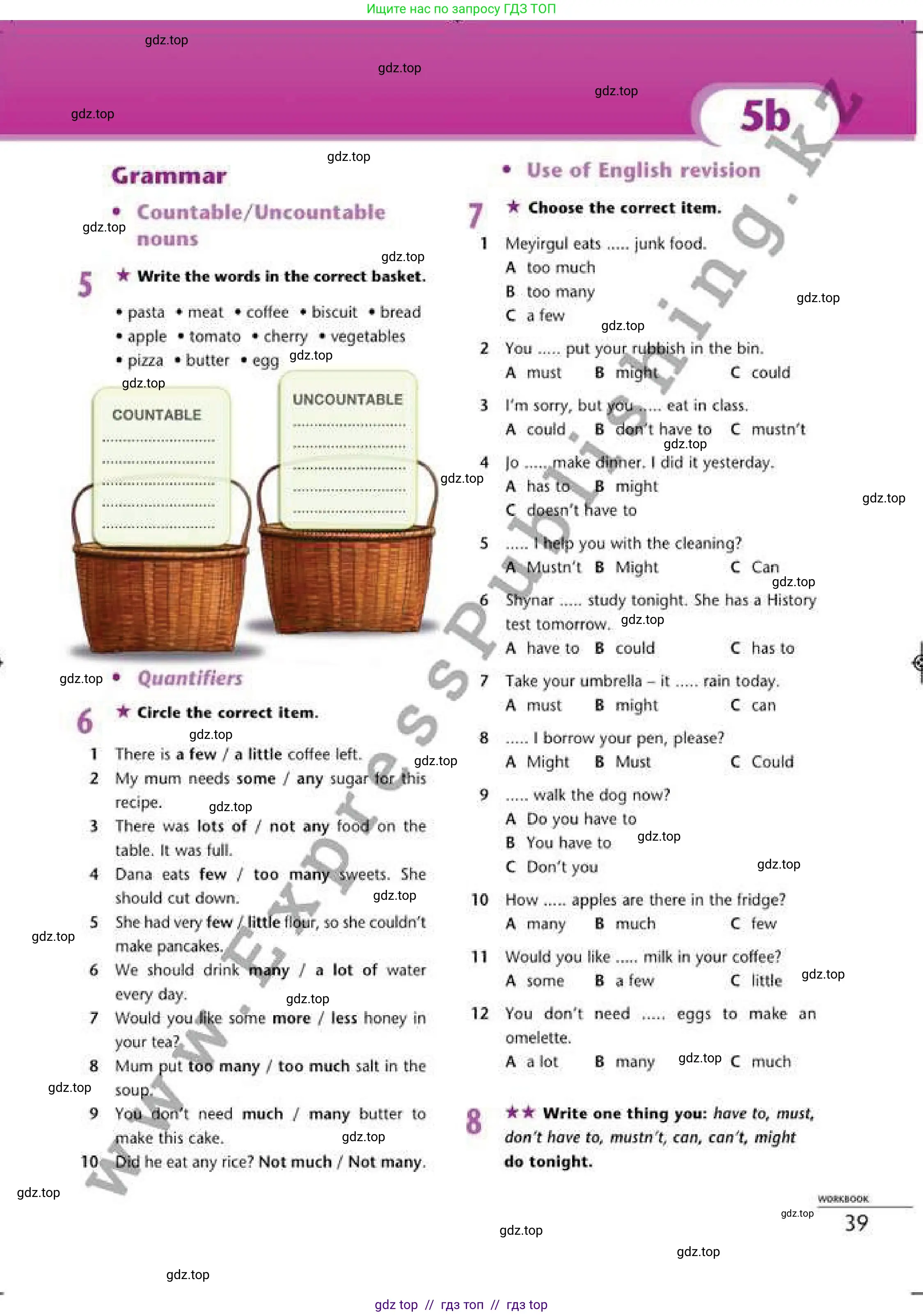 Английский язык (english), 6 класс Рабочая тетрадь (workbook), авторы: Эванс Вирджиния (Evans Virginia), Дули Дженни (Dooley Jenny), Оби Боб (Obee Bob), Мухамеджанова Наталья (Mukhamedjanova Natalya), издательство Express Publishing, Алматы, 2017, зелёного цвета, страница 39