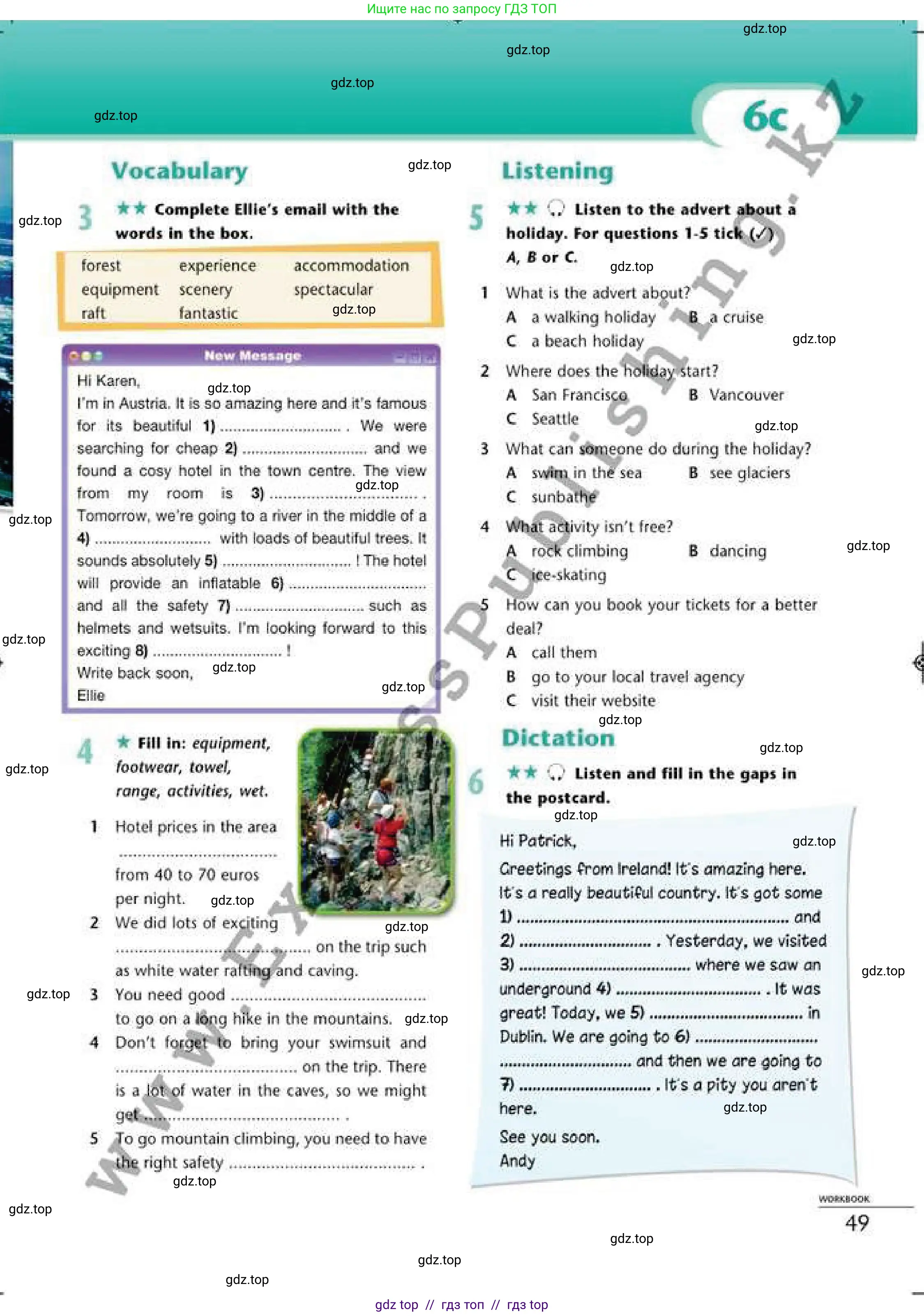 Английский язык (english), 6 класс Рабочая тетрадь (workbook), авторы: Эванс Вирджиния (Evans Virginia), Дули Дженни (Dooley Jenny), Оби Боб (Obee Bob), Мухамеджанова Наталья (Mukhamedjanova Natalya), издательство Express Publishing, Алматы, 2017, зелёного цвета, страница 49