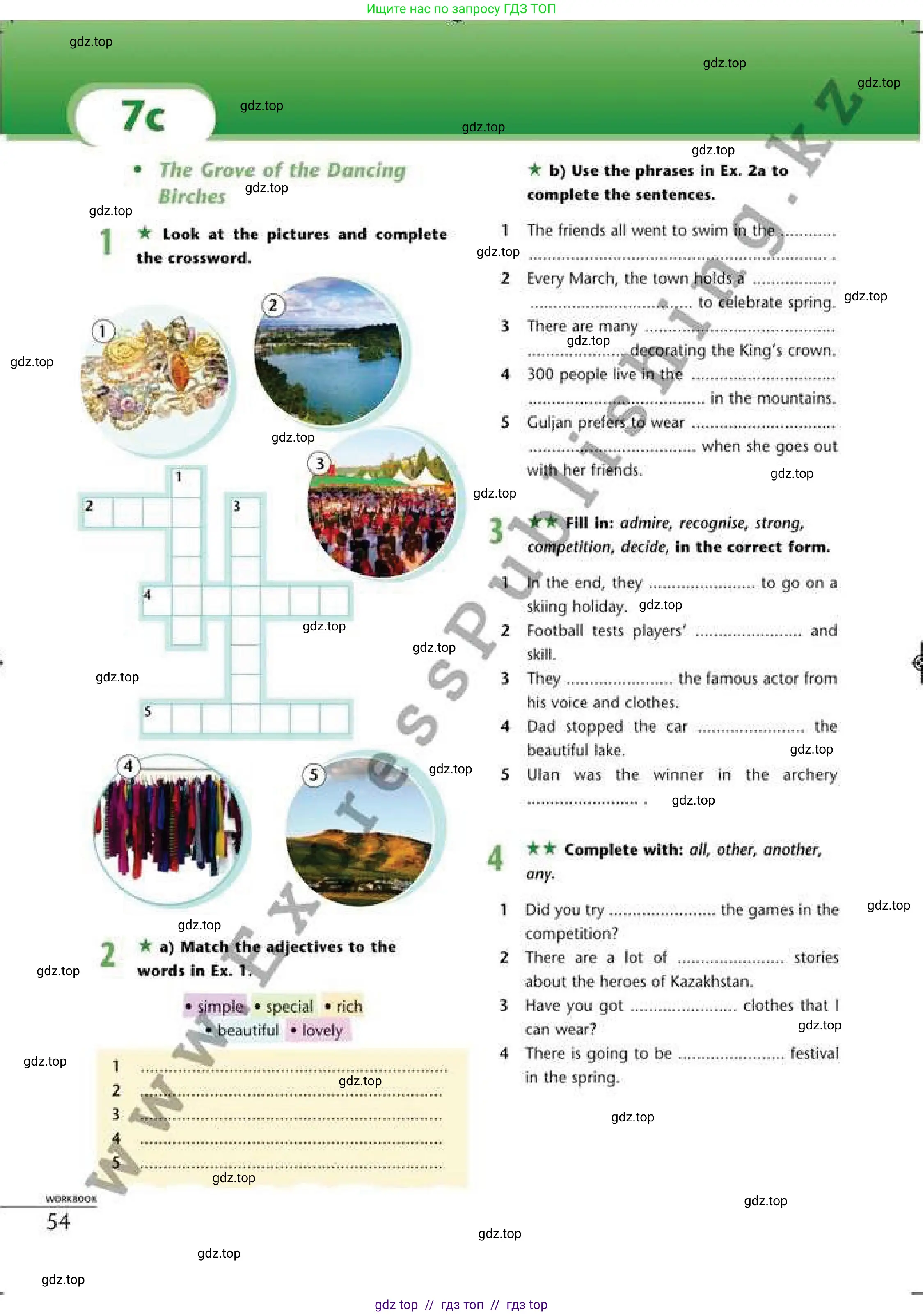 Английский язык (english), 6 класс Рабочая тетрадь (workbook), авторы: Эванс Вирджиния (Evans Virginia), Дули Дженни (Dooley Jenny), Оби Боб (Obee Bob), Мухамеджанова Наталья (Mukhamedjanova Natalya), издательство Express Publishing, Алматы, 2017, зелёного цвета, страница 54