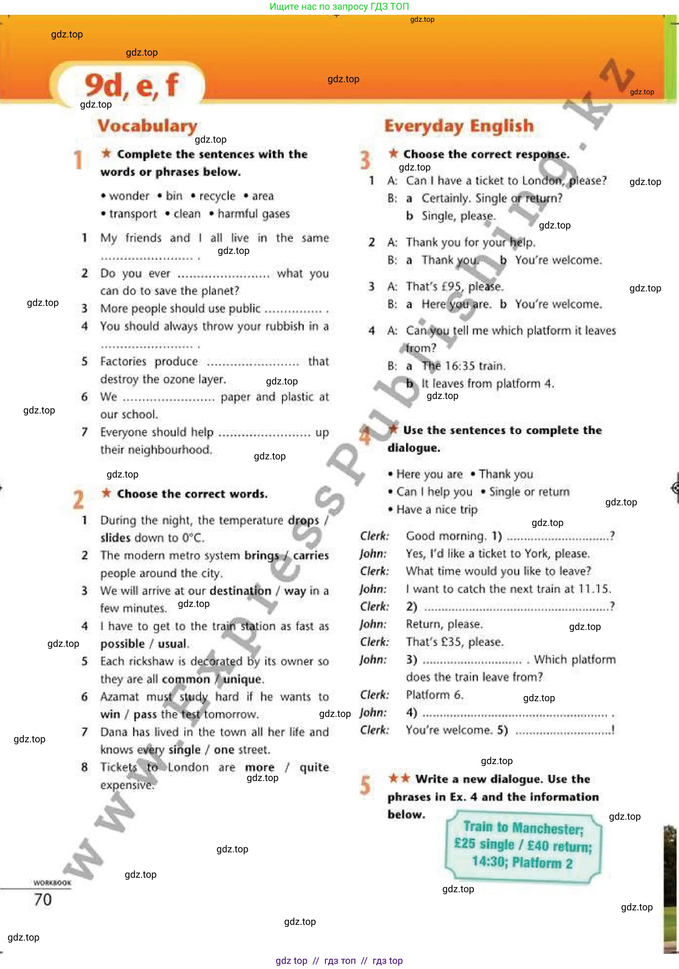 Английский язык (english), 6 класс Рабочая тетрадь (workbook), авторы: Эванс Вирджиния (Evans Virginia), Дули Дженни (Dooley Jenny), Оби Боб (Obee Bob), Мухамеджанова Наталья (Mukhamedjanova Natalya), издательство Express Publishing, Алматы, 2017, зелёного цвета, страница 70