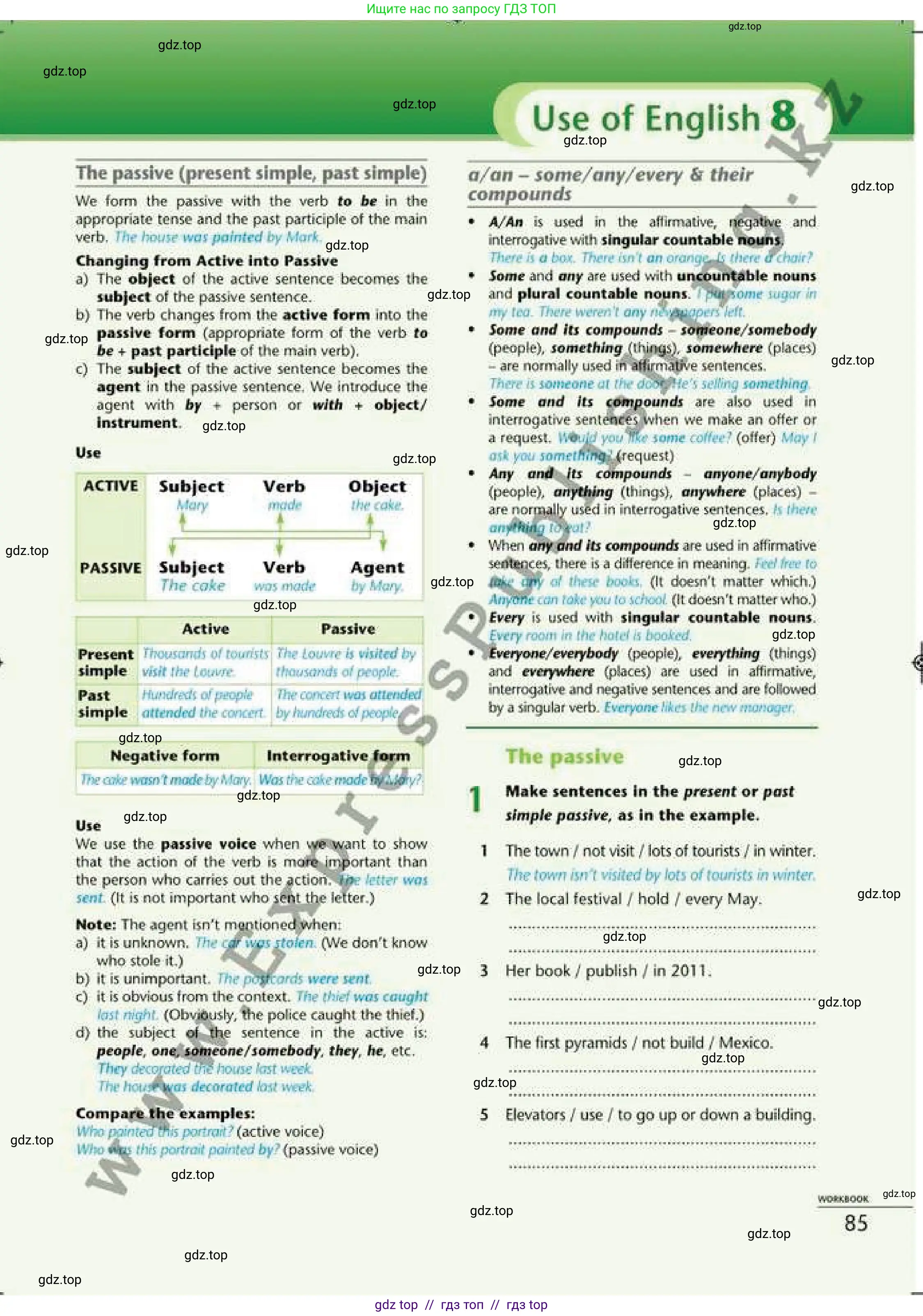 Английский язык (english), 6 класс Рабочая тетрадь (workbook), авторы: Эванс Вирджиния (Evans Virginia), Дули Дженни (Dooley Jenny), Оби Боб (Obee Bob), Мухамеджанова Наталья (Mukhamedjanova Natalya), издательство Express Publishing, Алматы, 2017, зелёного цвета, страница 85