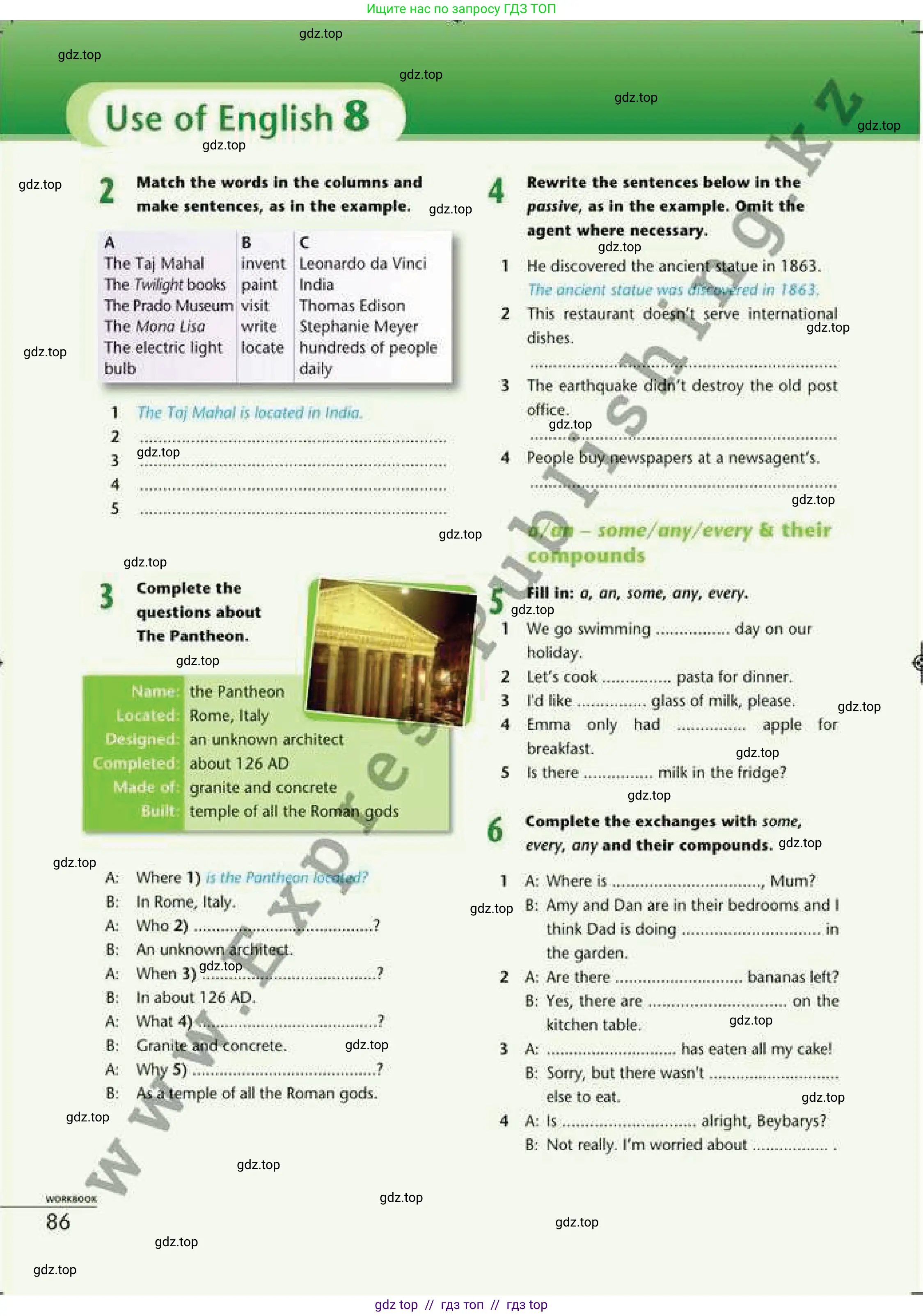 Английский язык (english), 6 класс Рабочая тетрадь (workbook), авторы: Эванс Вирджиния (Evans Virginia), Дули Дженни (Dooley Jenny), Оби Боб (Obee Bob), Мухамеджанова Наталья (Mukhamedjanova Natalya), издательство Express Publishing, Алматы, 2017, зелёного цвета, страница 86