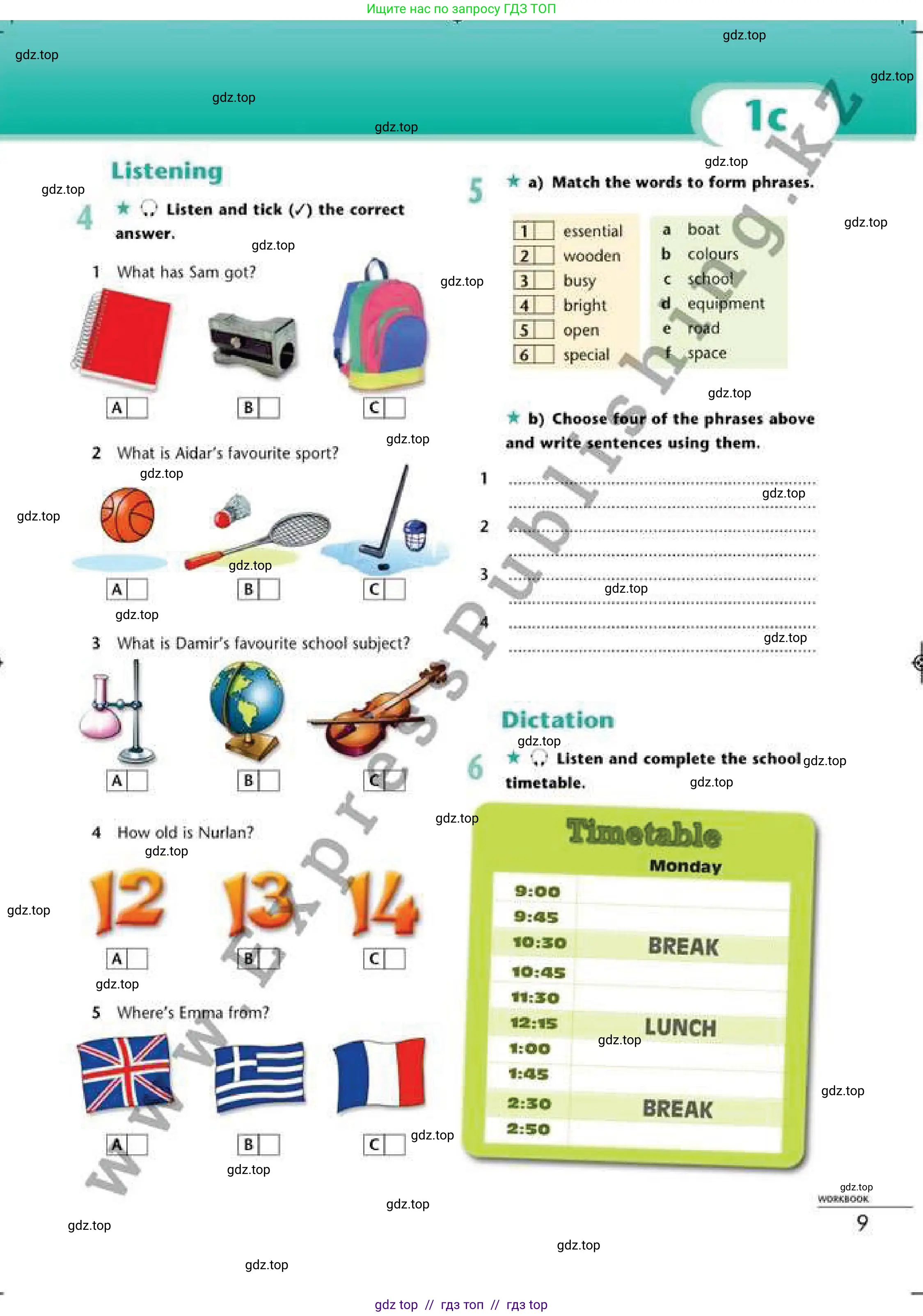 Английский язык (english), 6 класс Рабочая тетрадь (workbook), авторы: Эванс Вирджиния (Evans Virginia), Дули Дженни (Dooley Jenny), Оби Боб (Obee Bob), Мухамеджанова Наталья (Mukhamedjanova Natalya), издательство Express Publishing, Алматы, 2017, зелёного цвета, страница 9