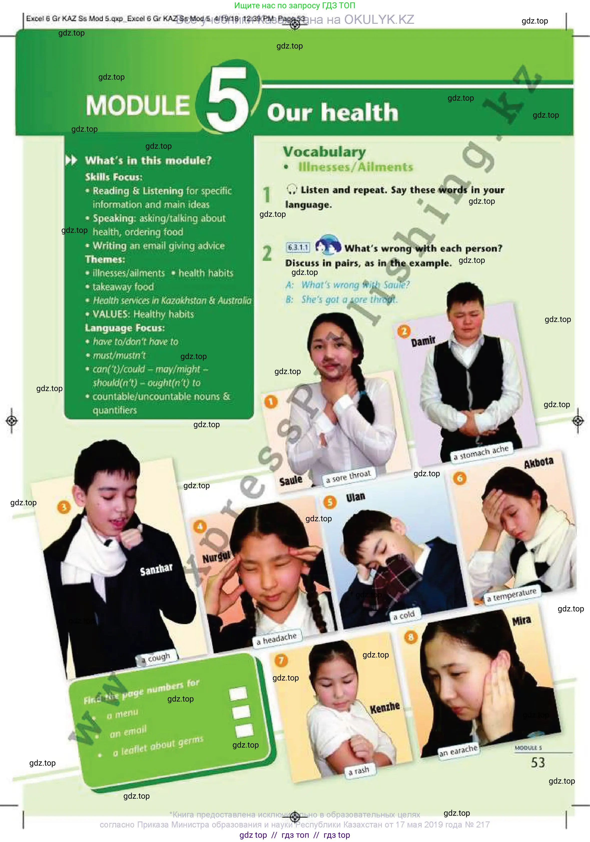 Английский язык (english), 6 класс Учебник (Student's book), авторы: Эванс Вирджиния (Evans Virginia), Дули Дженни (Dooley Jenny), Оби Боб (Obee Bob), Мухамеджанова Наталья (Mukhamedjanova Natalya), издательство Express Publishing, Алматы, 2018, зелёного цвета, страница 53