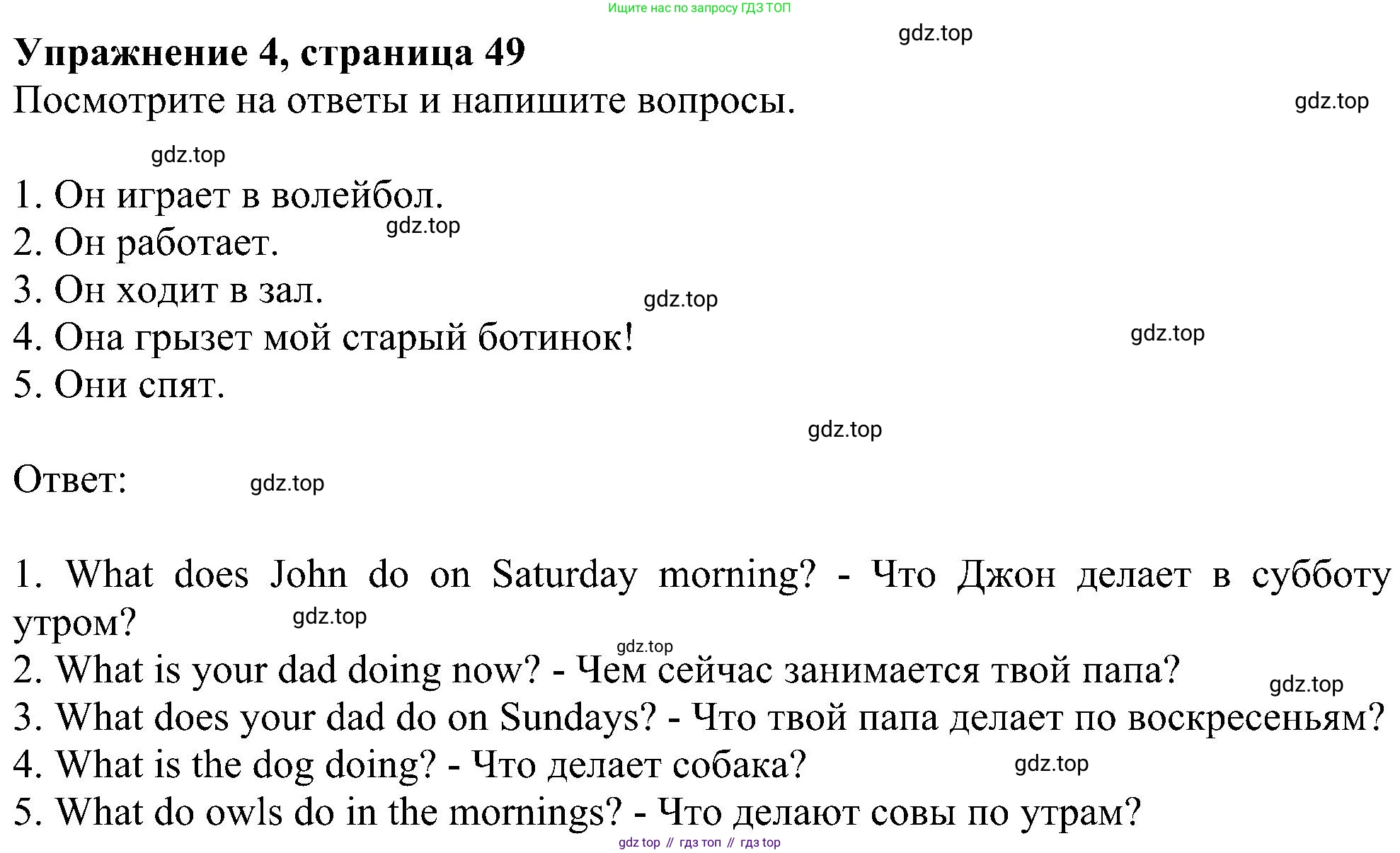 ГДЗ Английский язык (english), 6 класс рабочая тетрадь, авторы: Комарова Юлия Александровна, Ларионова Ирина Владимировна, издательство Русское слово, Москва, 2022, розового цвета, страница 49, номер 4, Решение