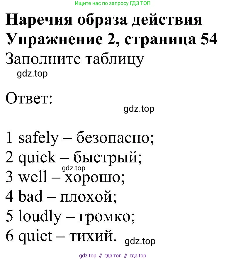 ГДЗ Английский язык (english), 6 класс рабочая тетрадь, авторы: Комарова Юлия Александровна, Ларионова Ирина Владимировна, издательство Русское слово, Москва, 2022, розового цвета, страница 54, номер 2, Решение
