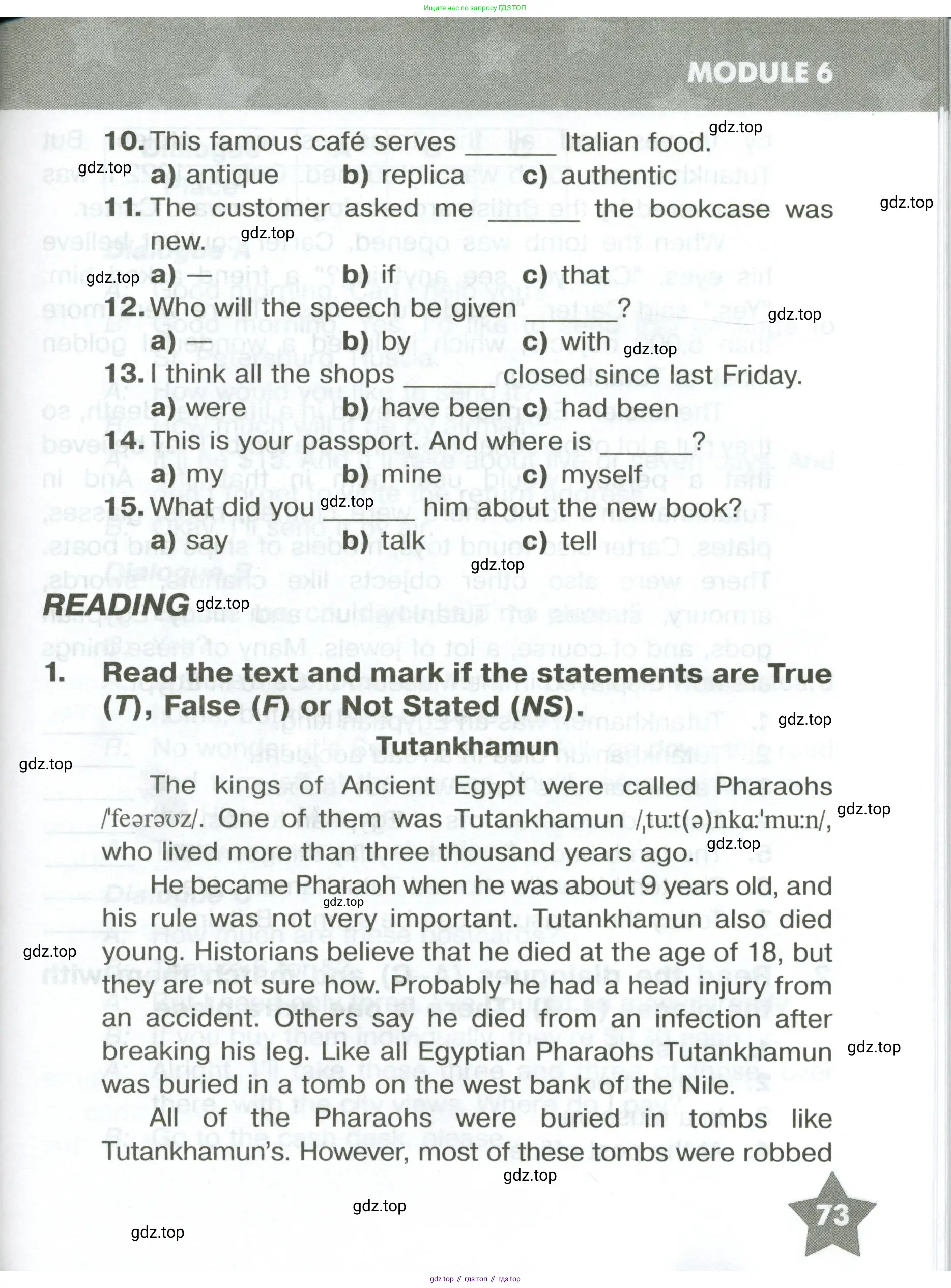 Английский язык (english), 6 класс Тренировочные упражнения в формате ОГЭ (ГИА), авторы: Комиссаров Константин Вячеславович, Кирдяева Ольга Ивановна, издательство Просвещение, Москва, 2023, белого цвета, страница 73