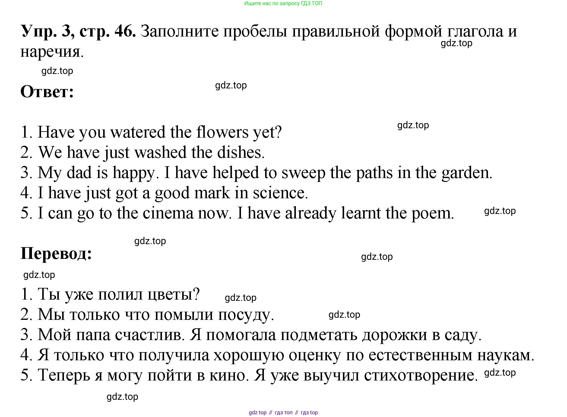 ГДЗ Английский язык (english), 6 класс рабочая тетрадь (activity book), авторы: Кузовлев Владимир Петрович (Kuzovlev Vladimir), Лапа Наталья Михайловна, Перегудова Эльвира Шакировна, Костина Ирина Павловна, Дуванова Ольга Викторовна, Кузнецова Елена Вячеславовна, издательство Просвещение, Москва, 2023, оранжевого цвета, страница 46, номер 3, Решение
