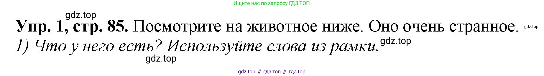 ГДЗ Английский язык (english), 6 класс рабочая тетрадь (activity book), авторы: Кузовлев Владимир Петрович (Kuzovlev Vladimir), Лапа Наталья Михайловна, Перегудова Эльвира Шакировна, Костина Ирина Павловна, Дуванова Ольга Викторовна, Кузнецова Елена Вячеславовна, издательство Просвещение, Москва, 2023, оранжевого цвета, страница 85, номер 1, Решение