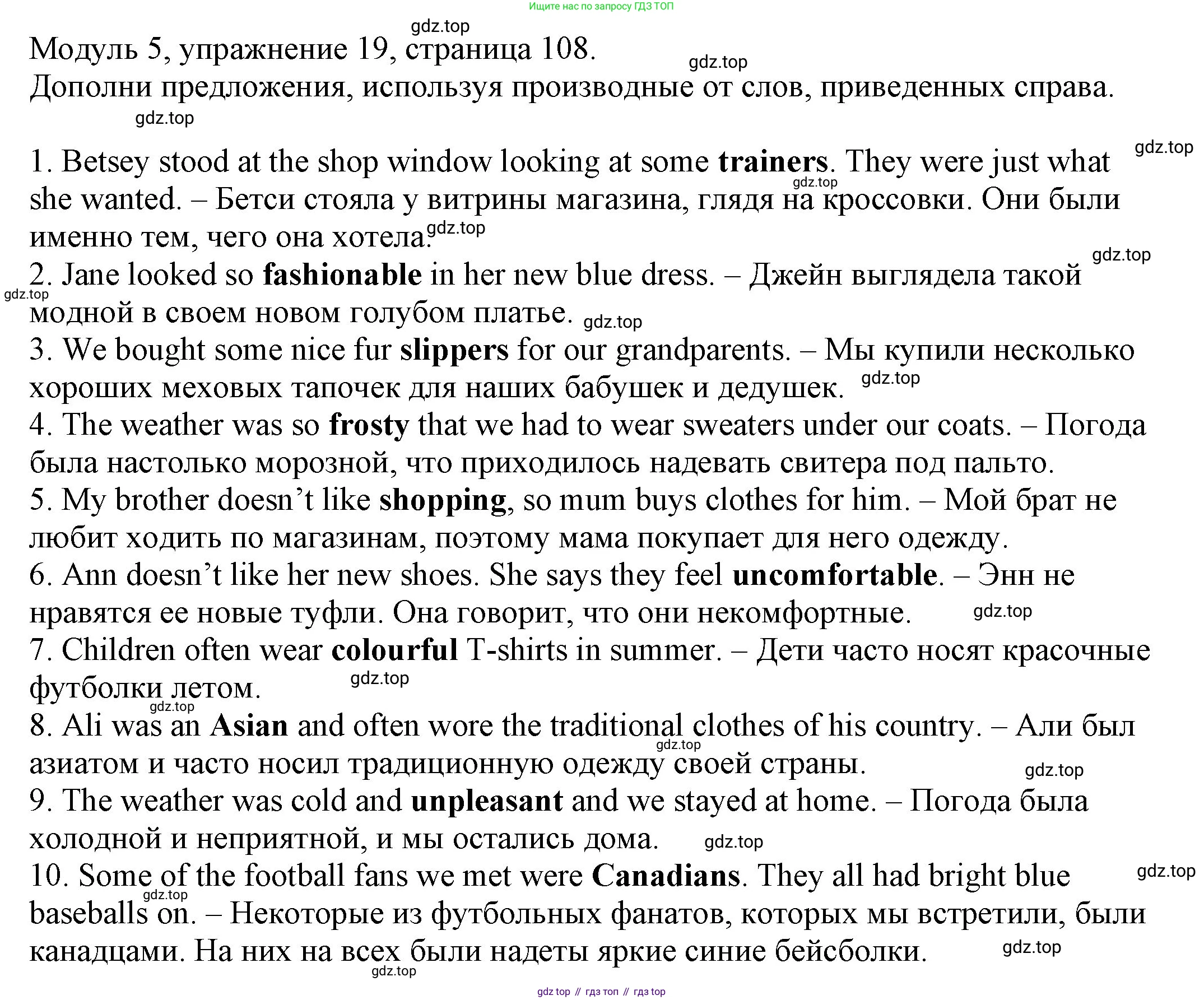 ГДЗ Английский язык (english), 6 класс рабочая тетрадь, авторы: Афанасьева Ольга Васильевна (Afanasyeva Olga), Михеева Ирина Владимировна (Mikheeva Irina), Баранова Ксения Михайловна (Baranova Ksenia), издательство Просвещение, Москва, 2023, страница 108, номер 19, Решение