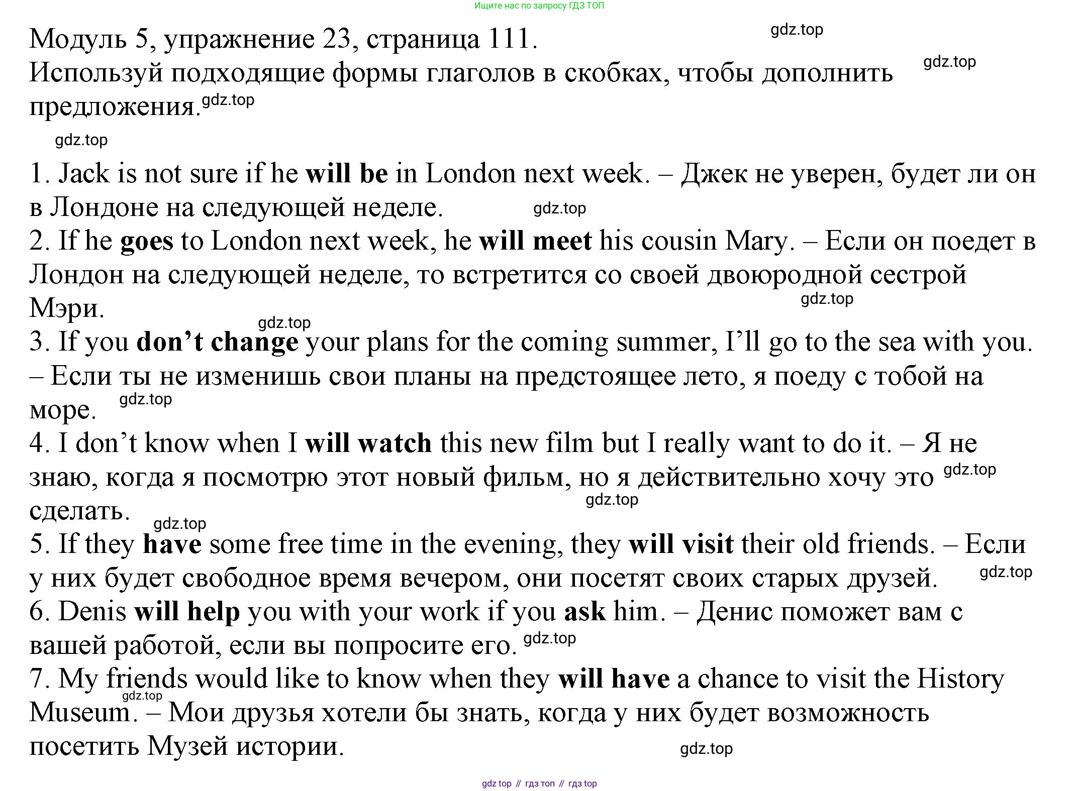 ГДЗ Английский язык (english), 6 класс рабочая тетрадь, авторы: Афанасьева Ольга Васильевна (Afanasyeva Olga), Михеева Ирина Владимировна (Mikheeva Irina), Баранова Ксения Михайловна (Baranova Ksenia), издательство Просвещение, Москва, 2023, страница 111, номер 23, Решение
