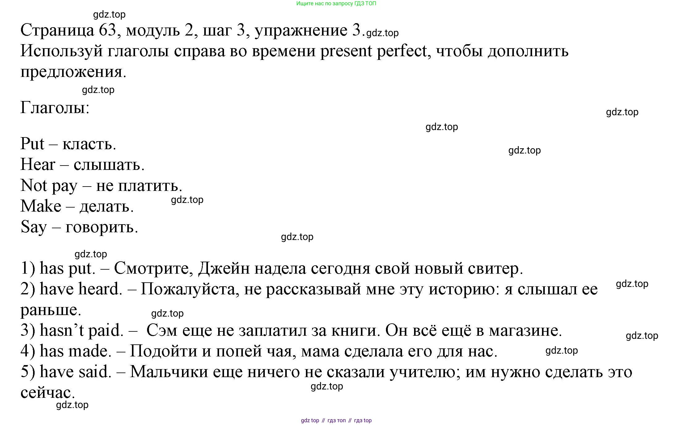 Английский язык (english), 6 класс Учебник, авторы: Афанасьева Ольга Васильевна (Afanasyeva Olga), Михеева Ирина Владимировна (Mikheeva Irina), Баранова Ксения Михайловна (Baranova Ksenia), издательство Просвещение, Москва, 2023, Часть 1, страница 63, номер 3, Решение