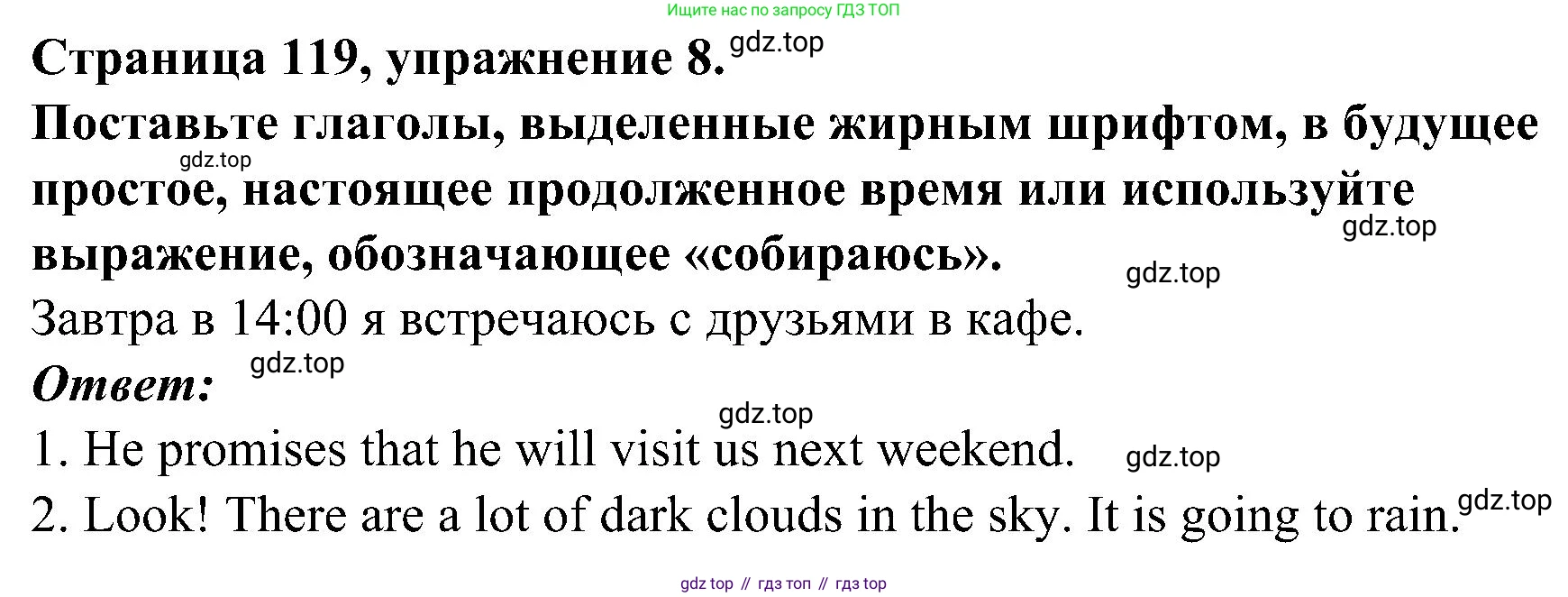 Английский язык (english), 6 класс Грамматический тренажёр, автор: Тимофеева Светлана Леонидовна, издательство Просвещение, Москва, 2023, зелёного цвета, страница 119, номер 8, Решение 1 (2023-2027)