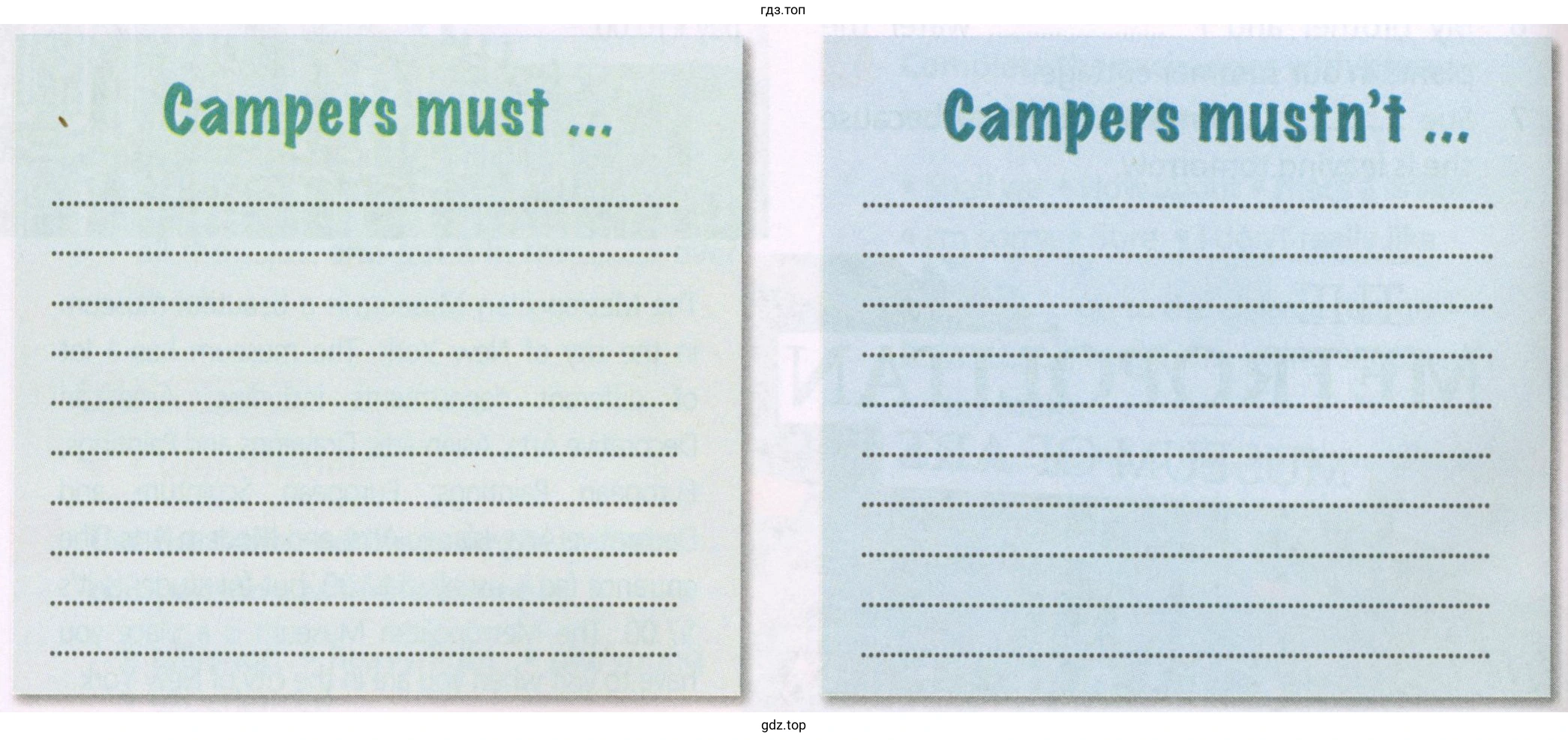 Campers must... Campers mustn’t...
