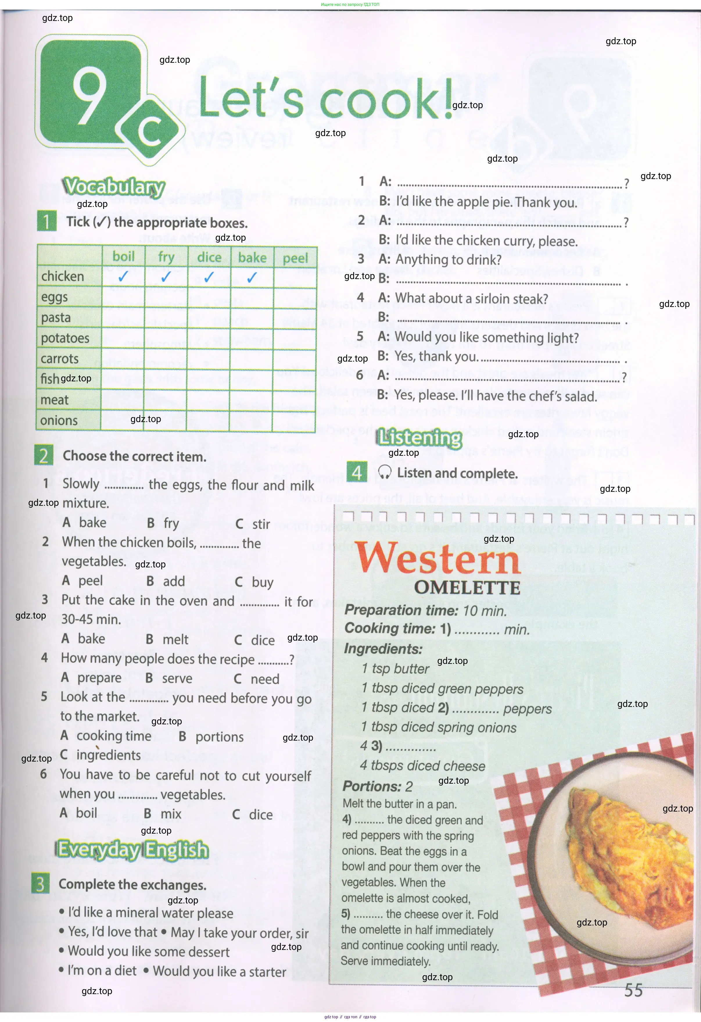 Английский язык (english), 6 класс Рабочая тетрадь (workbook), авторы: Ваулина Юлия Евгеньевна (Vaulina Julia), Дули Дженни (Dooley Jenny), Подоляко Ольга Евгеньевна (Podolyako Olga), Эванс Вирджиния (Evans Virginia), издательство Просвещение, Москва, 2023, зелёного цвета, страница 55