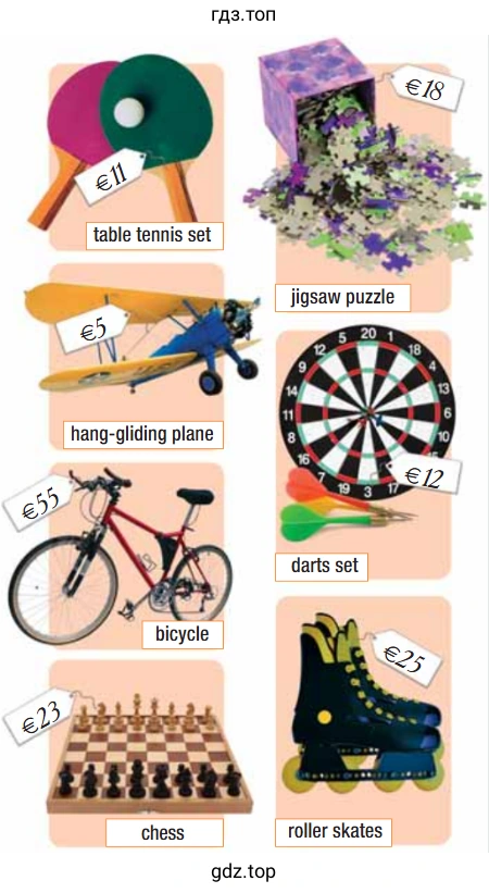 table tennis set jigsaw puzzle hang-gliding plane darts set bicycle roller skates chess