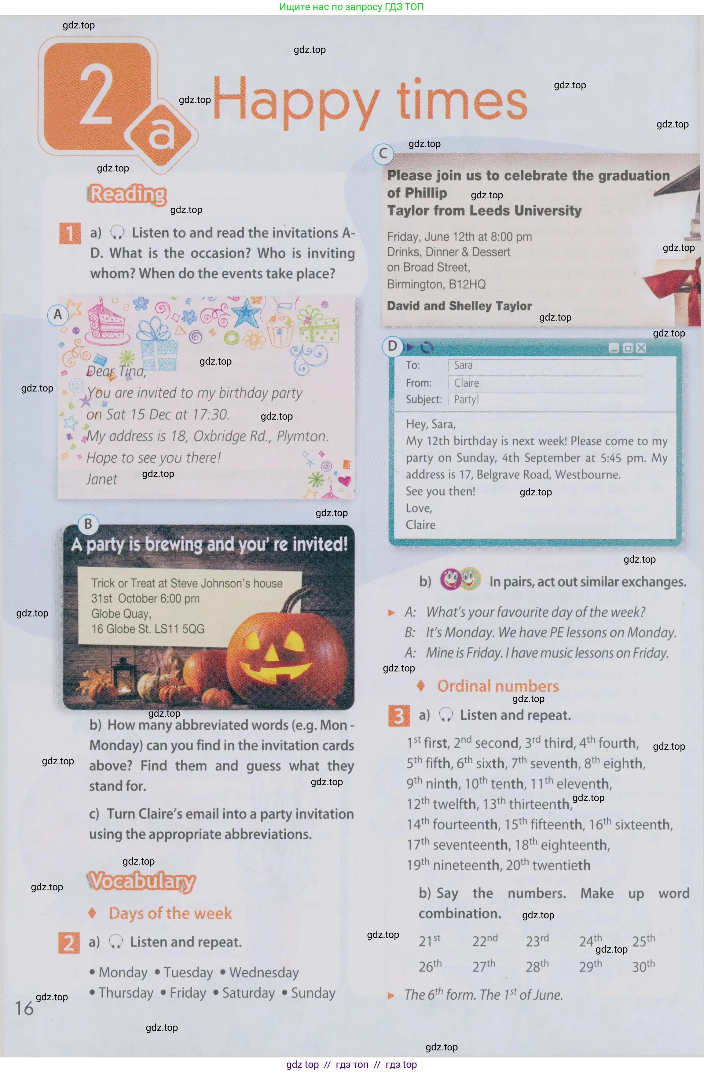 Английский язык (english), 6 класс Учебник (Student's book), авторы: Ваулина Юлия Евгеньевна (Vaulina Julia), Дули Дженни (Dooley Jenny), Подоляко Ольга Евгеньевна (Podolyako Olga), Эванс Вирджиния (Evans Virginia), издательство Просвещение, Москва, 2023, зелёного цвета, страница 16