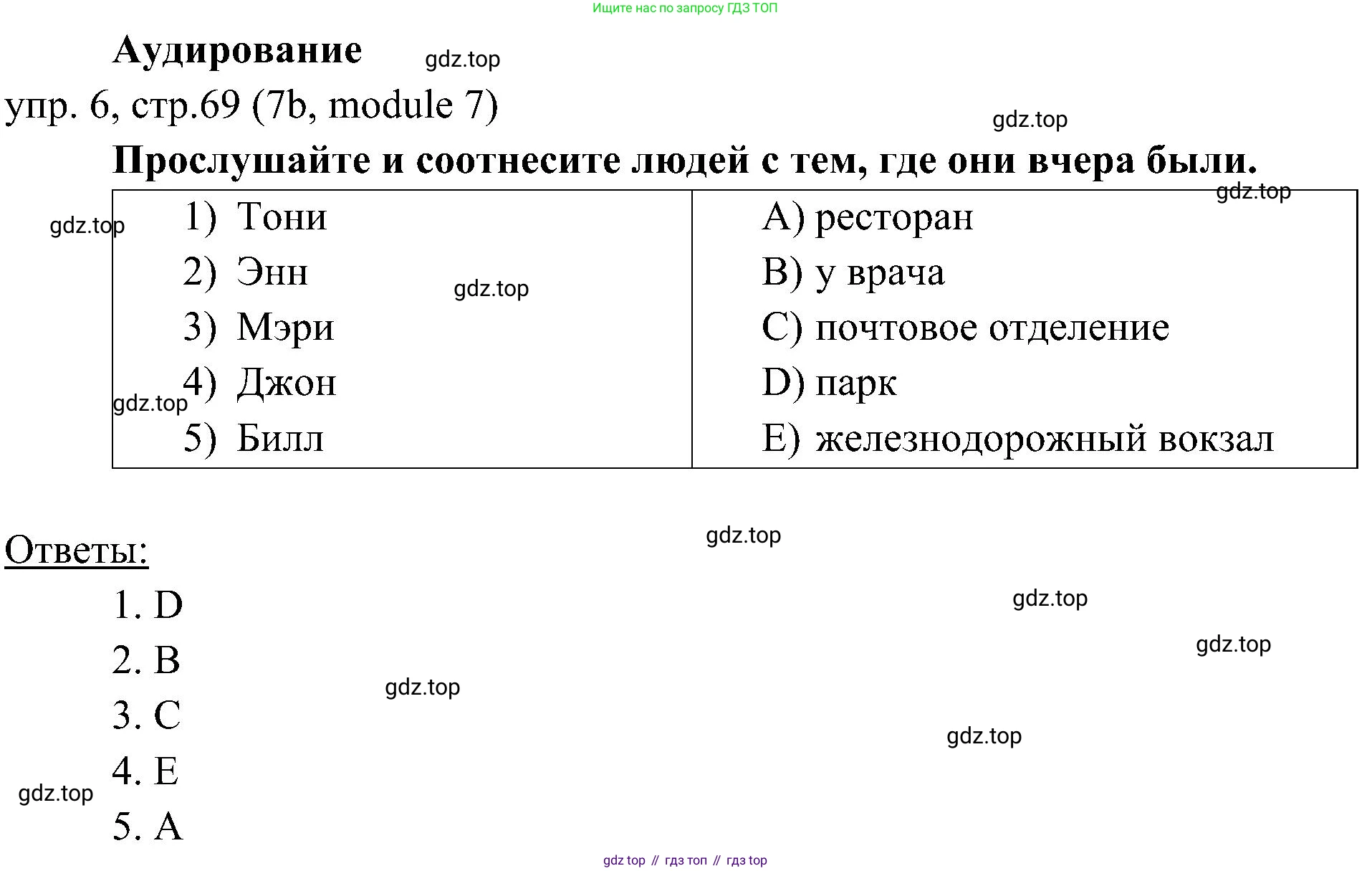 Английский язык (english), 6 класс Учебник (Student's book), авторы: Ваулина Юлия Евгеньевна (Vaulina Julia), Дули Дженни (Dooley Jenny), Подоляко Ольга Евгеньевна (Podolyako Olga), Эванс Вирджиния (Evans Virginia), издательство Просвещение, Москва, 2023, зелёного цвета, страница 69, номер 6, Решение 2 (2023-2027)