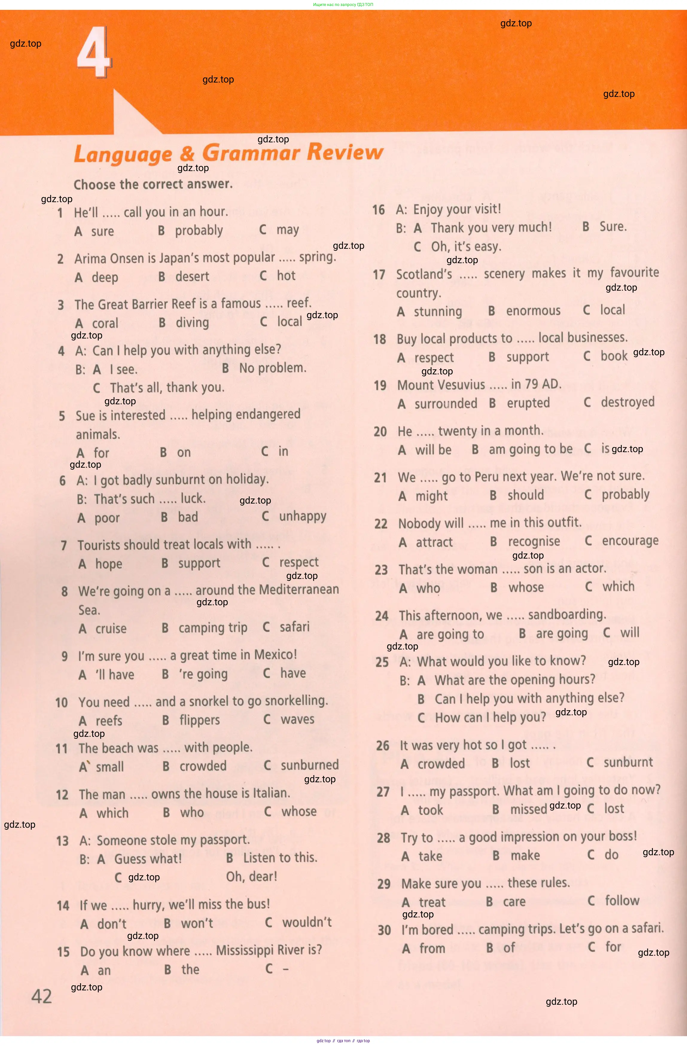 Английский язык (english), 6 класс Рабочая тетрадь (workbook), авторы: Баранова Ксения Михайловна (Baranova Ksenia), Мильруд Радислав Петрович (Millrood Radislav), Копылова Виктория Викторовна (Kopylova Victoria), Дули Дженни (Dooley Jenny), Эванс Вирджиния (Evans Virginia), издательство Просвещение, Москва, 2023, белого цвета, страница 42