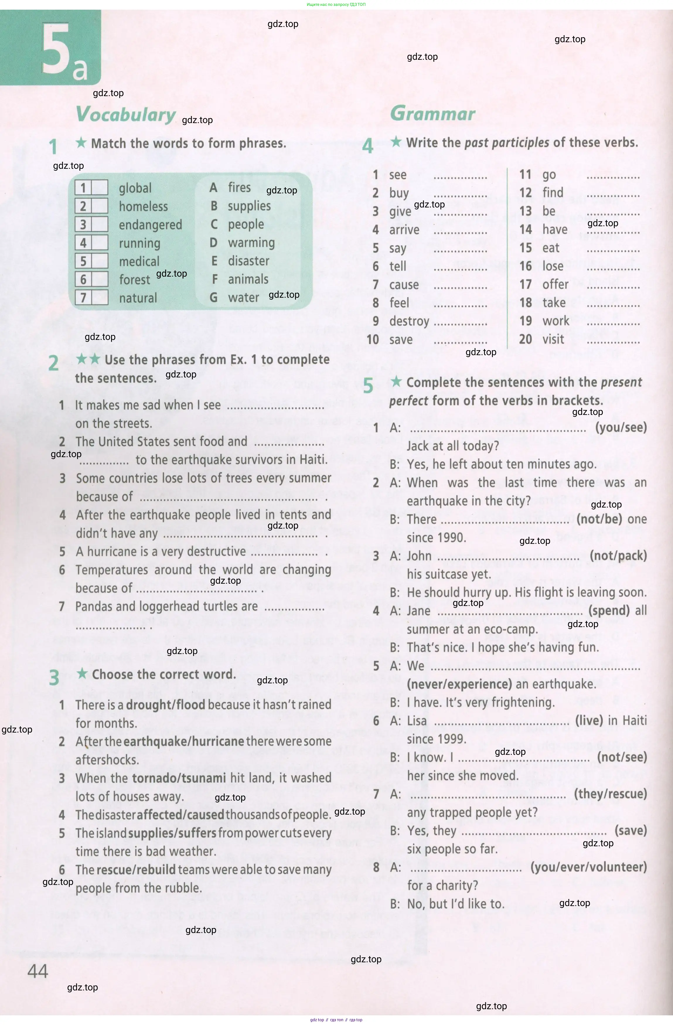 Английский язык (english), 6 класс Рабочая тетрадь (workbook), авторы: Баранова Ксения Михайловна (Baranova Ksenia), Мильруд Радислав Петрович (Millrood Radislav), Копылова Виктория Викторовна (Kopylova Victoria), Дули Дженни (Dooley Jenny), Эванс Вирджиния (Evans Virginia), издательство Просвещение, Москва, 2023, белого цвета, страница 44