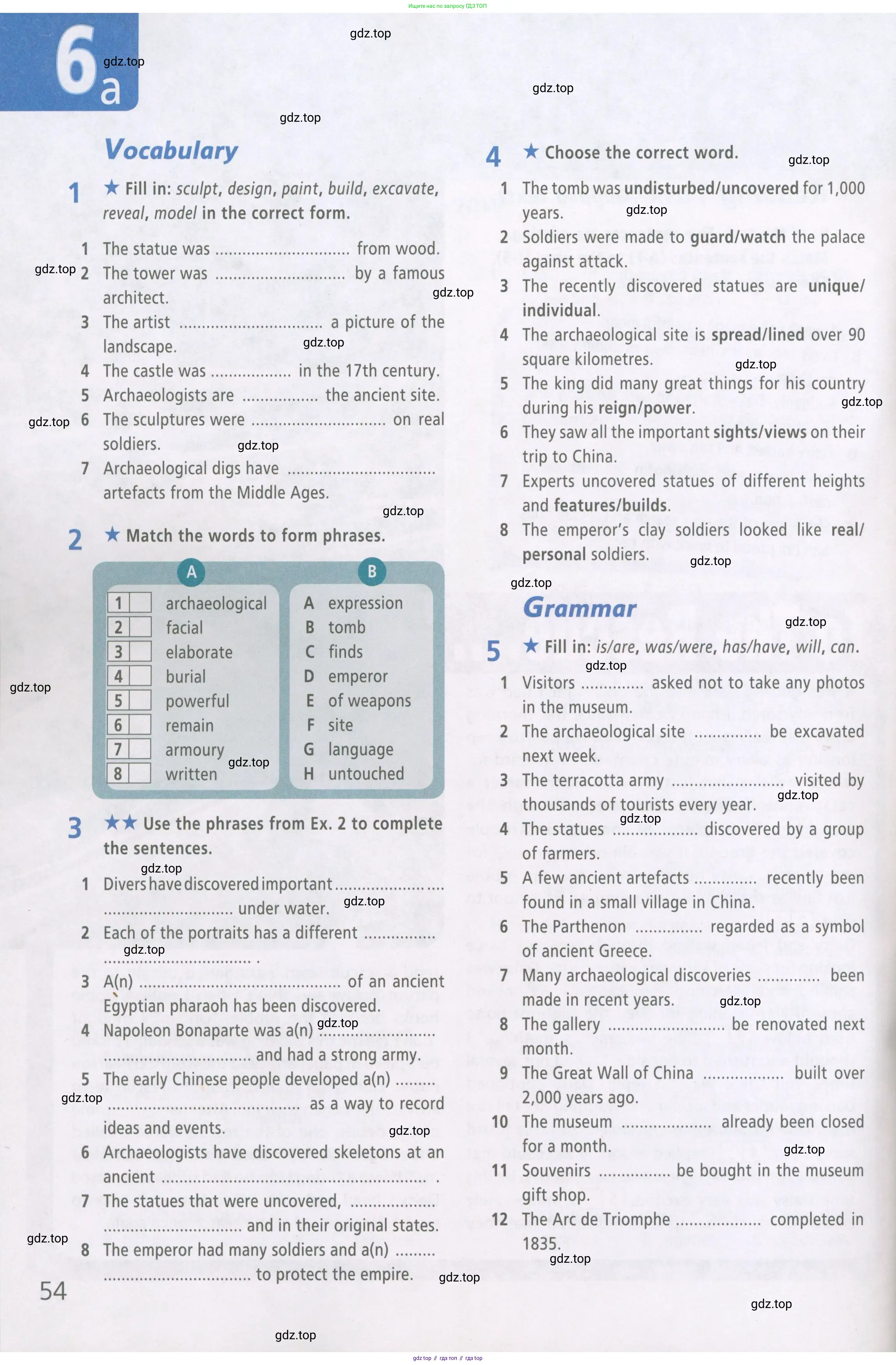 Английский язык (english), 6 класс Рабочая тетрадь (workbook), авторы: Баранова Ксения Михайловна (Baranova Ksenia), Мильруд Радислав Петрович (Millrood Radislav), Копылова Виктория Викторовна (Kopylova Victoria), Дули Дженни (Dooley Jenny), Эванс Вирджиния (Evans Virginia), издательство Просвещение, Москва, 2023, белого цвета, страница 54