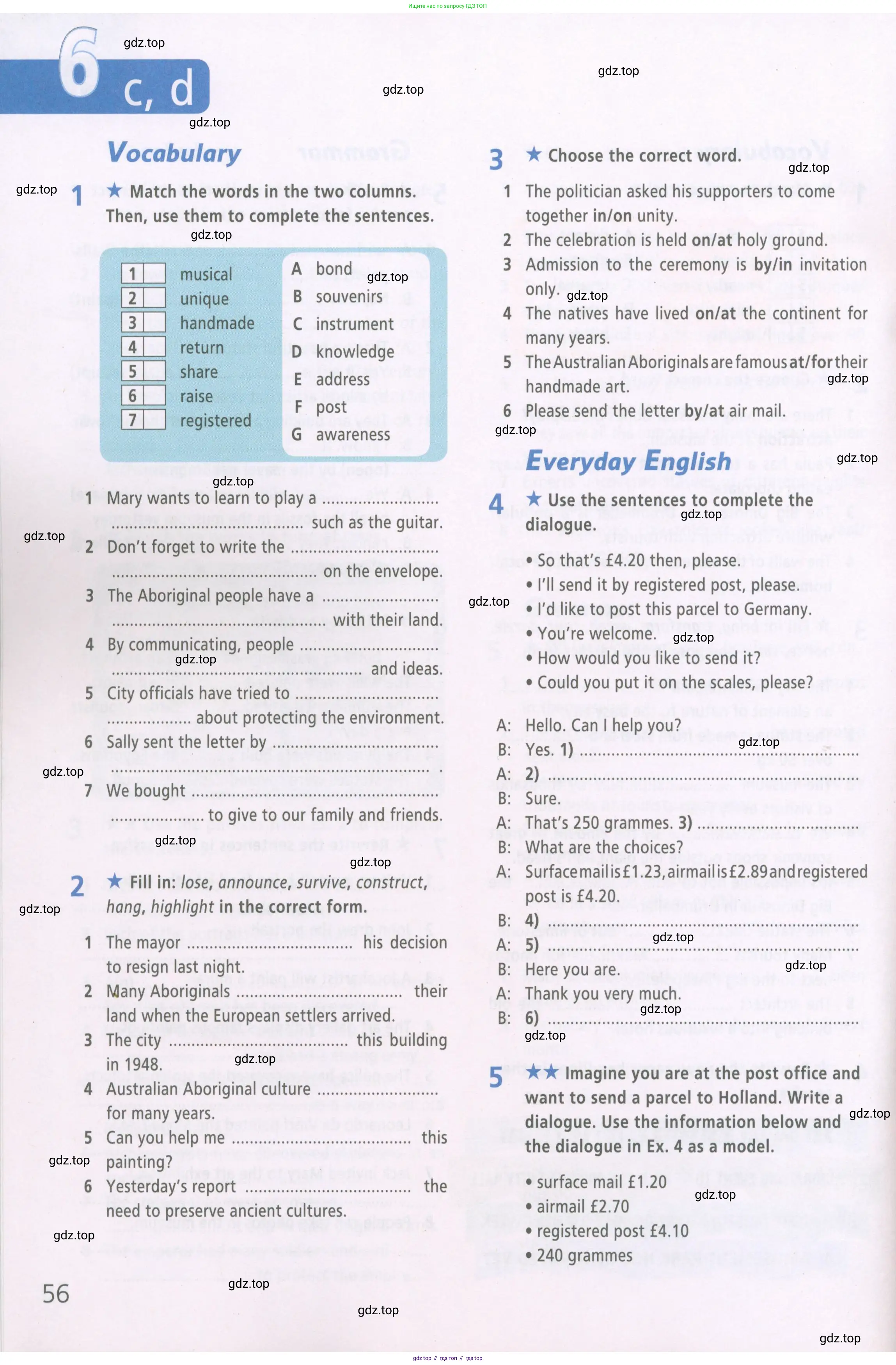 Английский язык (english), 6 класс Рабочая тетрадь (workbook), авторы: Баранова Ксения Михайловна (Baranova Ksenia), Мильруд Радислав Петрович (Millrood Radislav), Копылова Виктория Викторовна (Kopylova Victoria), Дули Дженни (Dooley Jenny), Эванс Вирджиния (Evans Virginia), издательство Просвещение, Москва, 2023, белого цвета, страница 56