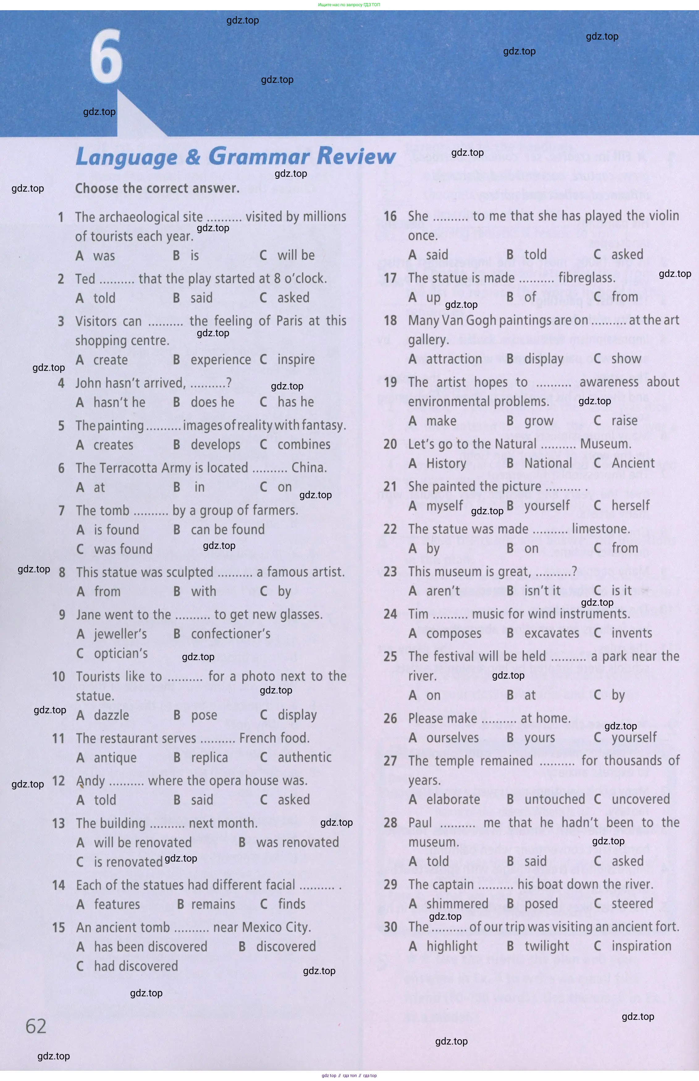 Английский язык (english), 6 класс Рабочая тетрадь (workbook), авторы: Баранова Ксения Михайловна (Baranova Ksenia), Мильруд Радислав Петрович (Millrood Radislav), Копылова Виктория Викторовна (Kopylova Victoria), Дули Дженни (Dooley Jenny), Эванс Вирджиния (Evans Virginia), издательство Просвещение, Москва, 2023, белого цвета, страница 62