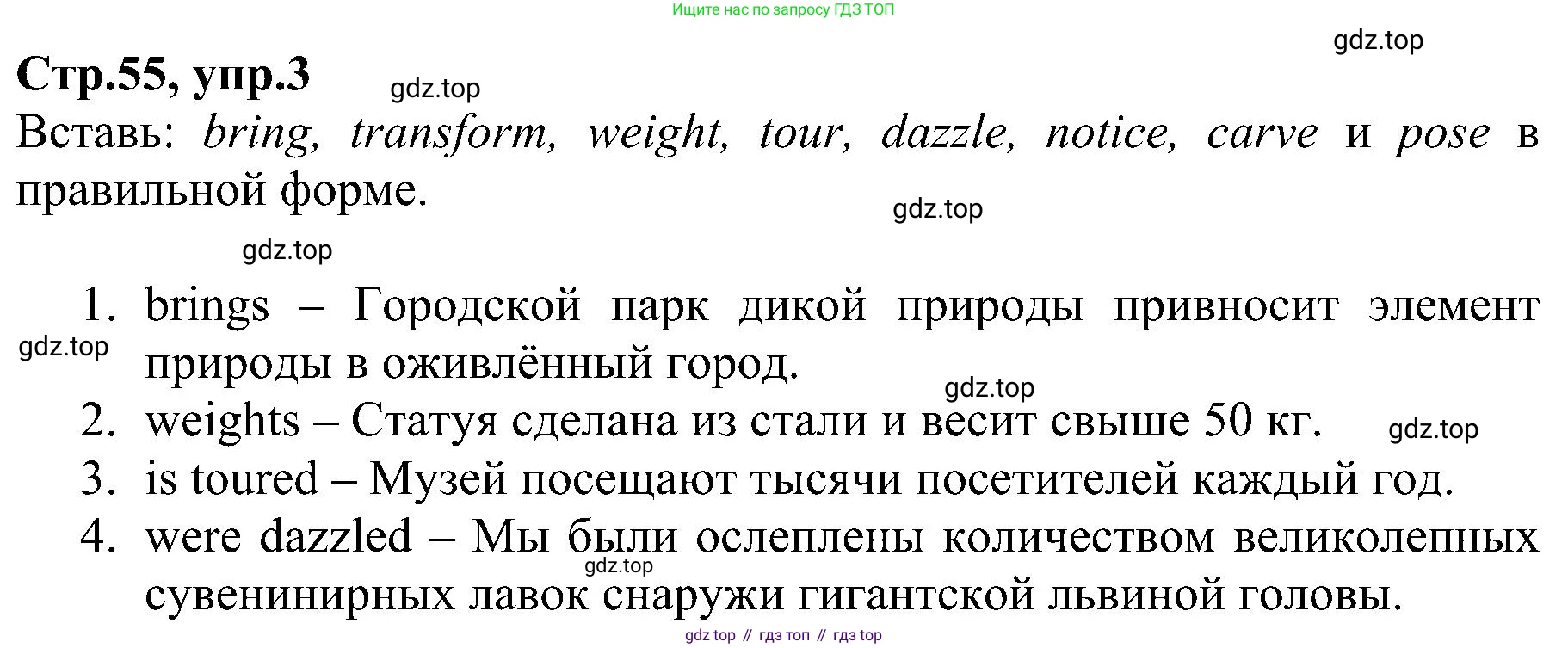 ГДЗ Английский язык (english), 6 класс Рабочая тетрадь (workbook), авторы: Баранова Ксения Михайловна (Baranova Ksenia), Мильруд Радислав Петрович (Millrood Radislav), Копылова Виктория Викторовна (Kopylova Victoria), Дули Дженни (Dooley Jenny), Эванс Вирджиния (Evans Virginia), издательство Просвещение, Москва, 2023, белого цвета, страница 55, номер 3, Решение