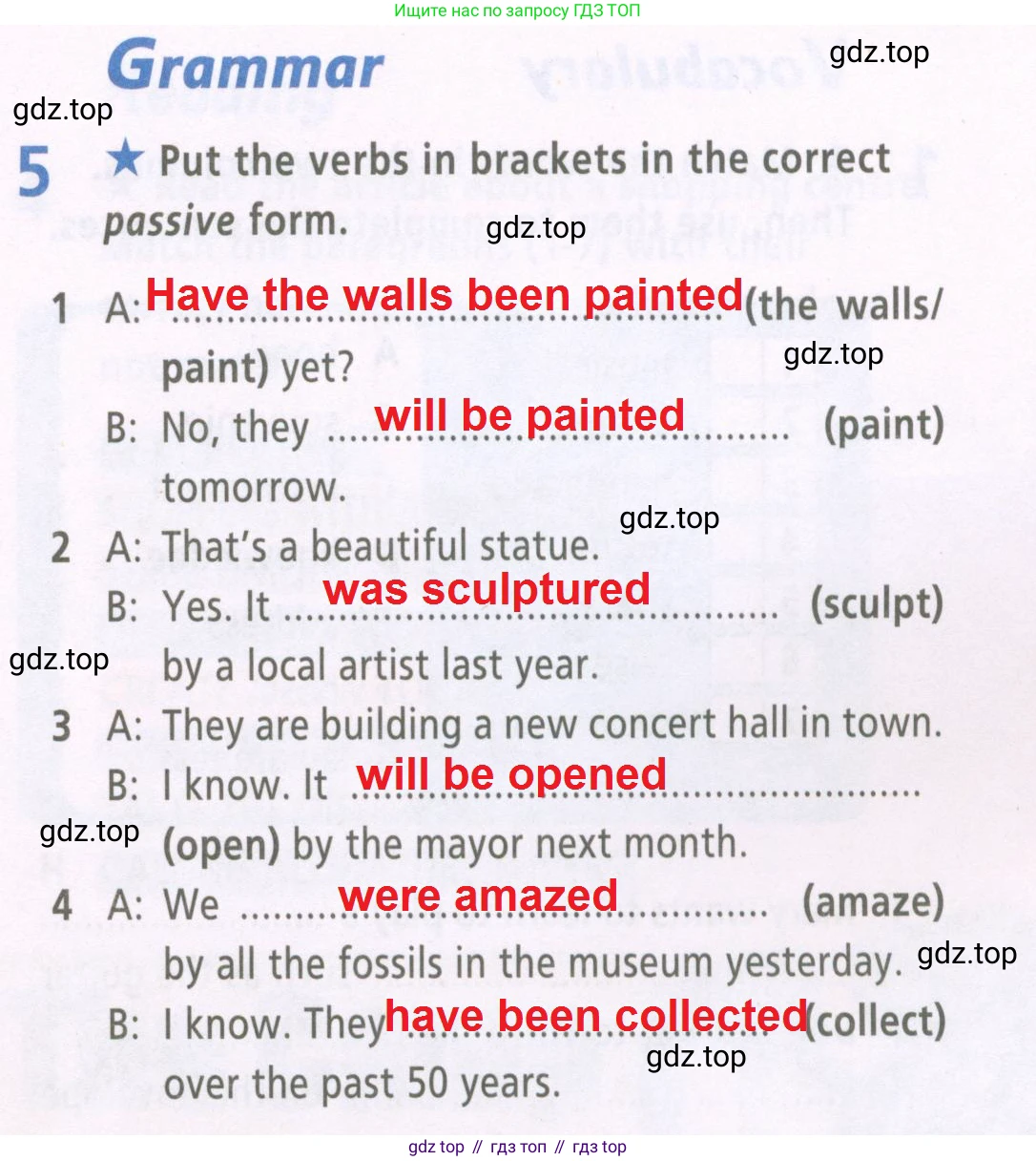 ГДЗ Английский язык (english), 6 класс Рабочая тетрадь (workbook), авторы: Баранова Ксения Михайловна (Baranova Ksenia), Мильруд Радислав Петрович (Millrood Radislav), Копылова Виктория Викторовна (Kopylova Victoria), Дули Дженни (Dooley Jenny), Эванс Вирджиния (Evans Virginia), издательство Просвещение, Москва, 2023, белого цвета, страница 55, номер 5, Решение 2