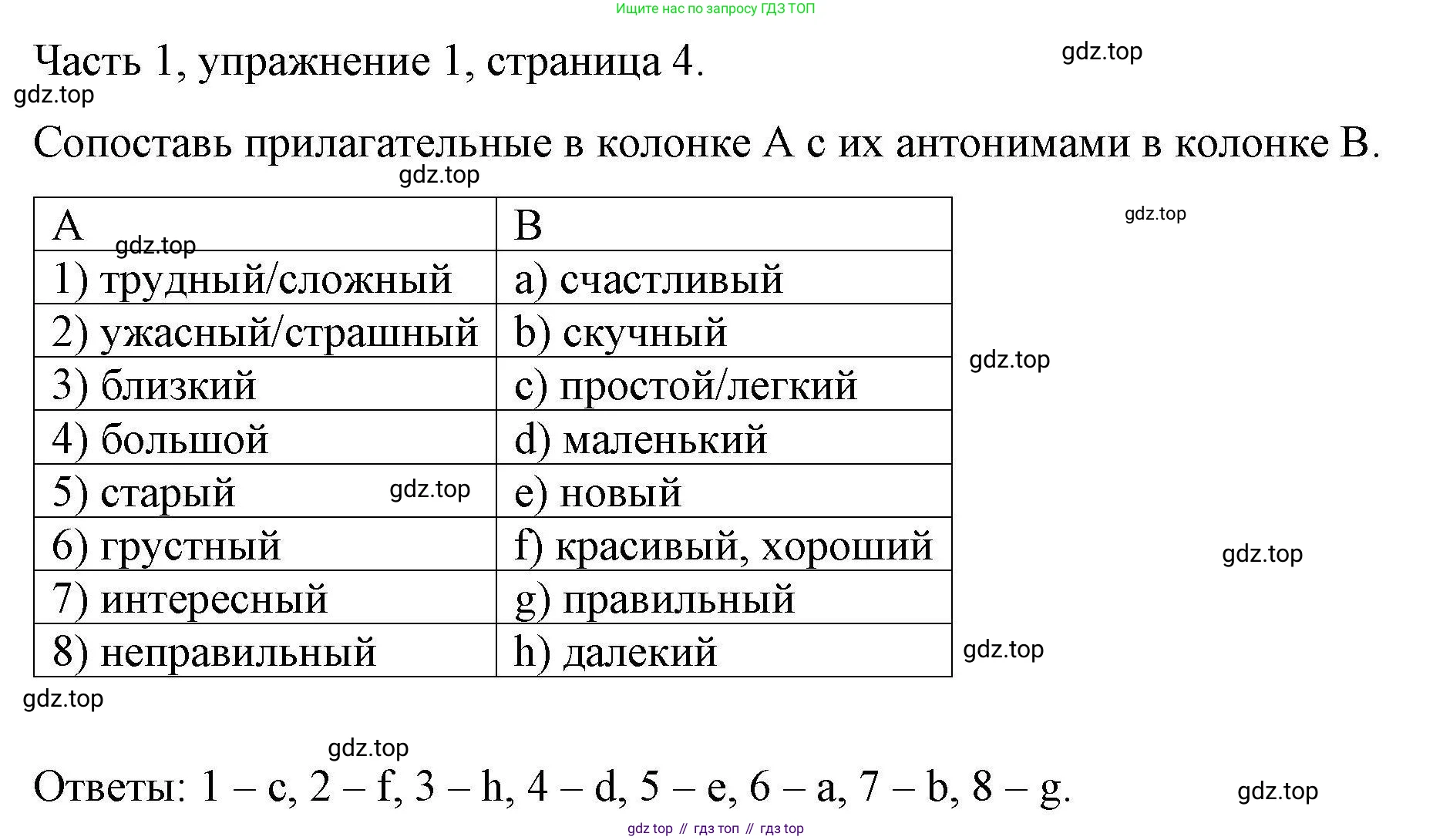 ГДЗ Английский язык (english), 6 класс Тесты, авторы: Тетина Светлана Владимировна, Титова Елена Александровна, издательство Русское слово, Москва, 2019, страница 4, номер 1, Решение