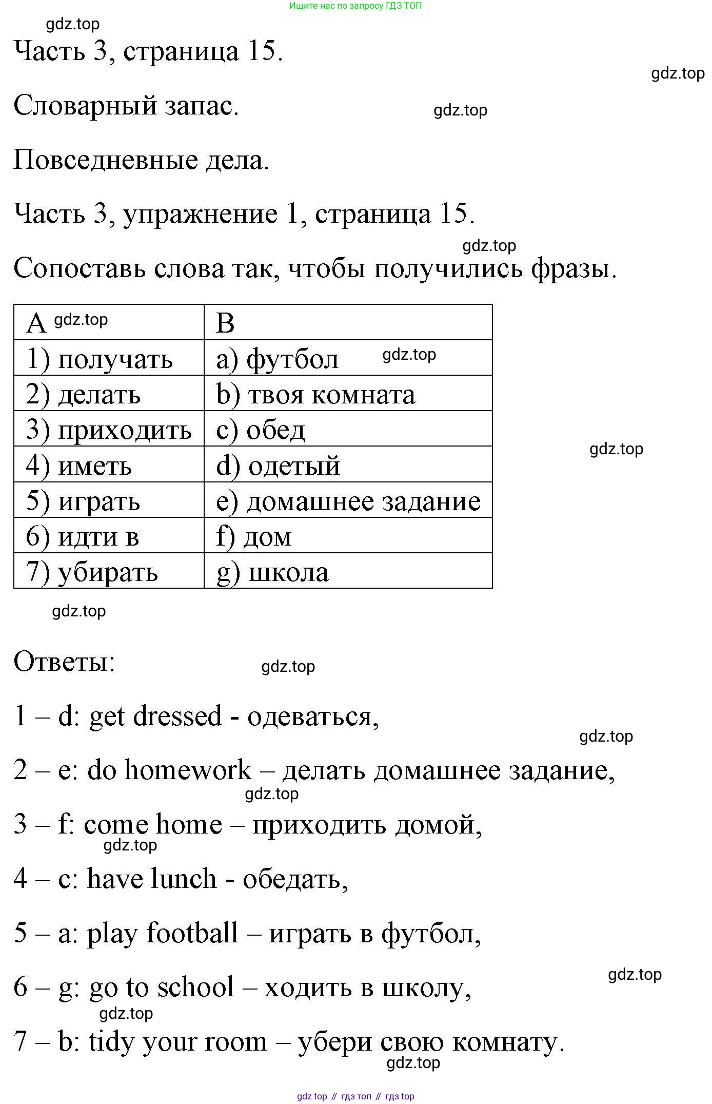 ГДЗ Английский язык (english), 6 класс Тесты, авторы: Тетина Светлана Владимировна, Титова Елена Александровна, издательство Русское слово, Москва, 2019, страница 15, номер 1, Решение
