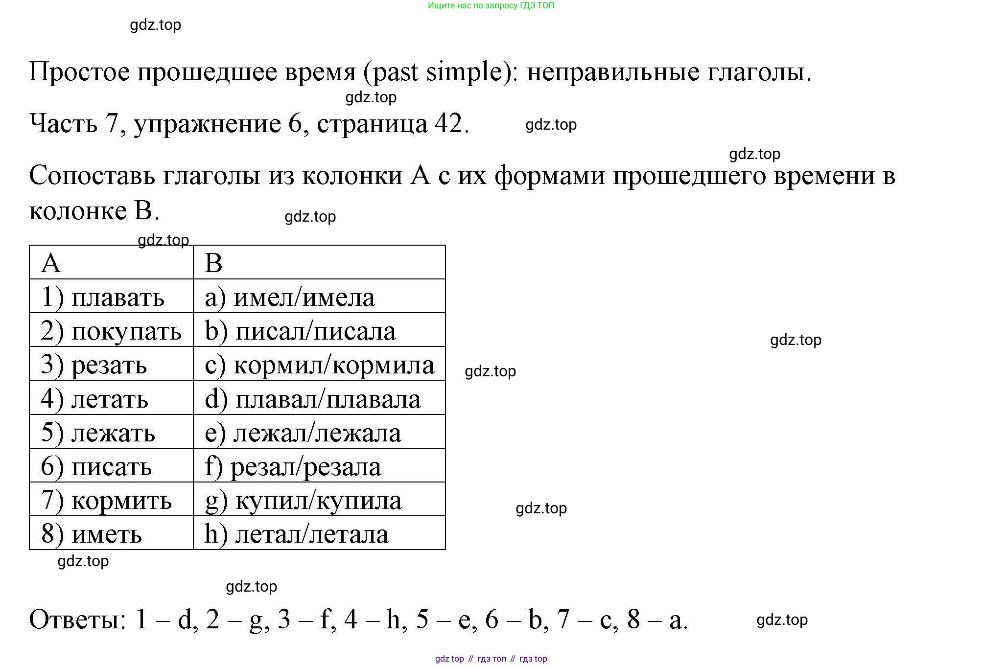 ГДЗ Английский язык (english), 6 класс Тесты, авторы: Тетина Светлана Владимировна, Титова Елена Александровна, издательство Русское слово, Москва, 2019, страница 42, номер 6, Решение