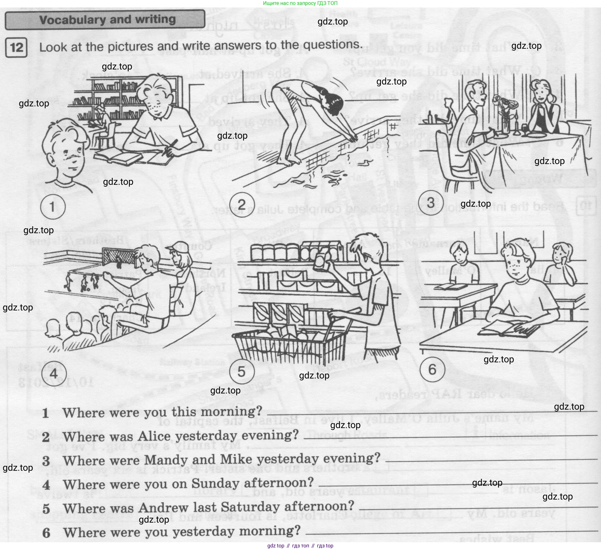 ГДЗ Английский язык (english), 6 класс Рабочая тетрадь (workbook), авторы: Вербицкая Мария Валерьевна (Verbitskaya Maria), Гаярделли Мариса (Gaiardelli Marisa ), Редли Пауль (Radley Paul), Миндрул Ольга Сергеевна (Mindrul Olga), издательство Просвещение, Москва, красного цвета, страница 58, номер 12, Условие