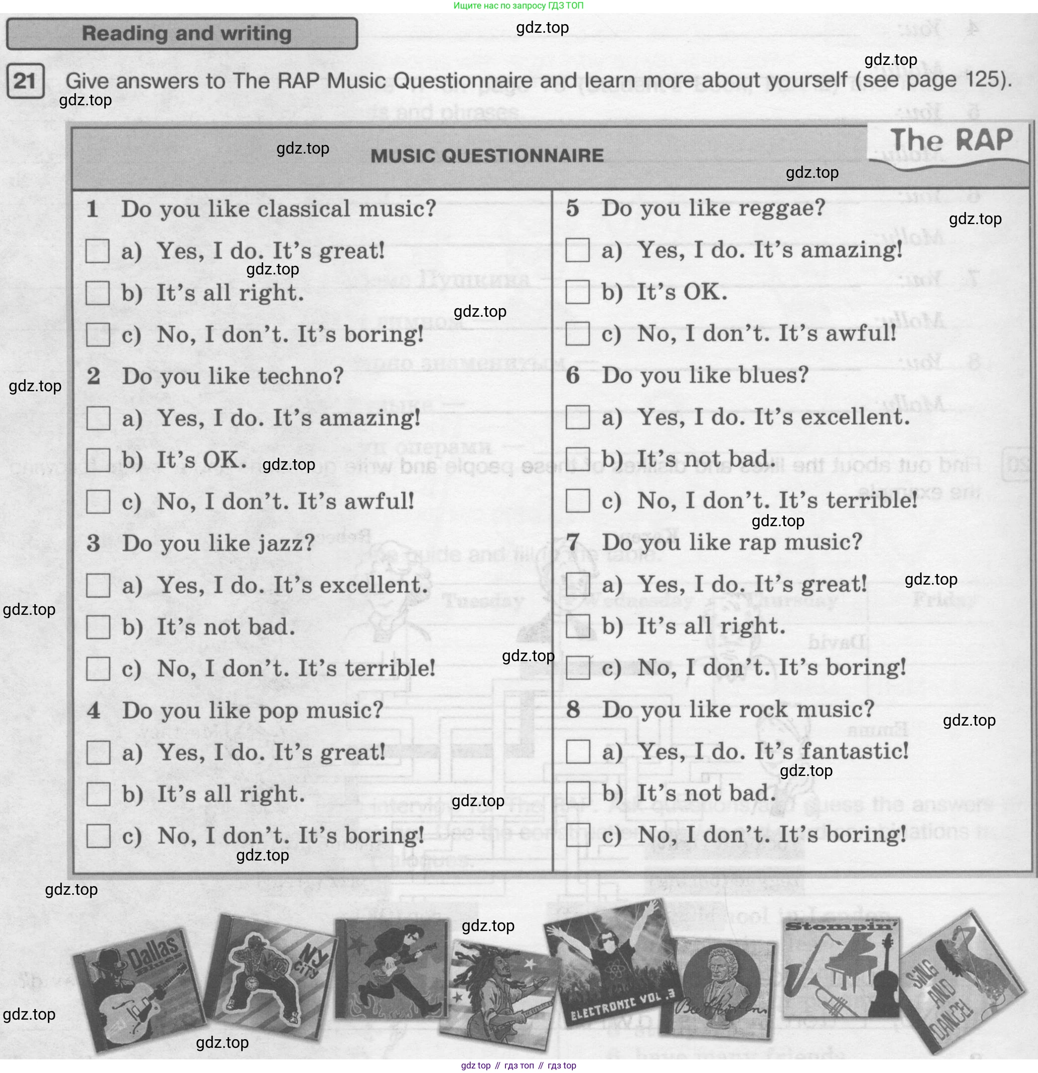ГДЗ Английский язык (english), 6 класс Рабочая тетрадь (workbook), авторы: Вербицкая Мария Валерьевна (Verbitskaya Maria), Гаярделли Мариса (Gaiardelli Marisa ), Редли Пауль (Radley Paul), Миндрул Ольга Сергеевна (Mindrul Olga), издательство Просвещение, Москва, красного цвета, страница 120, номер 21, Условие