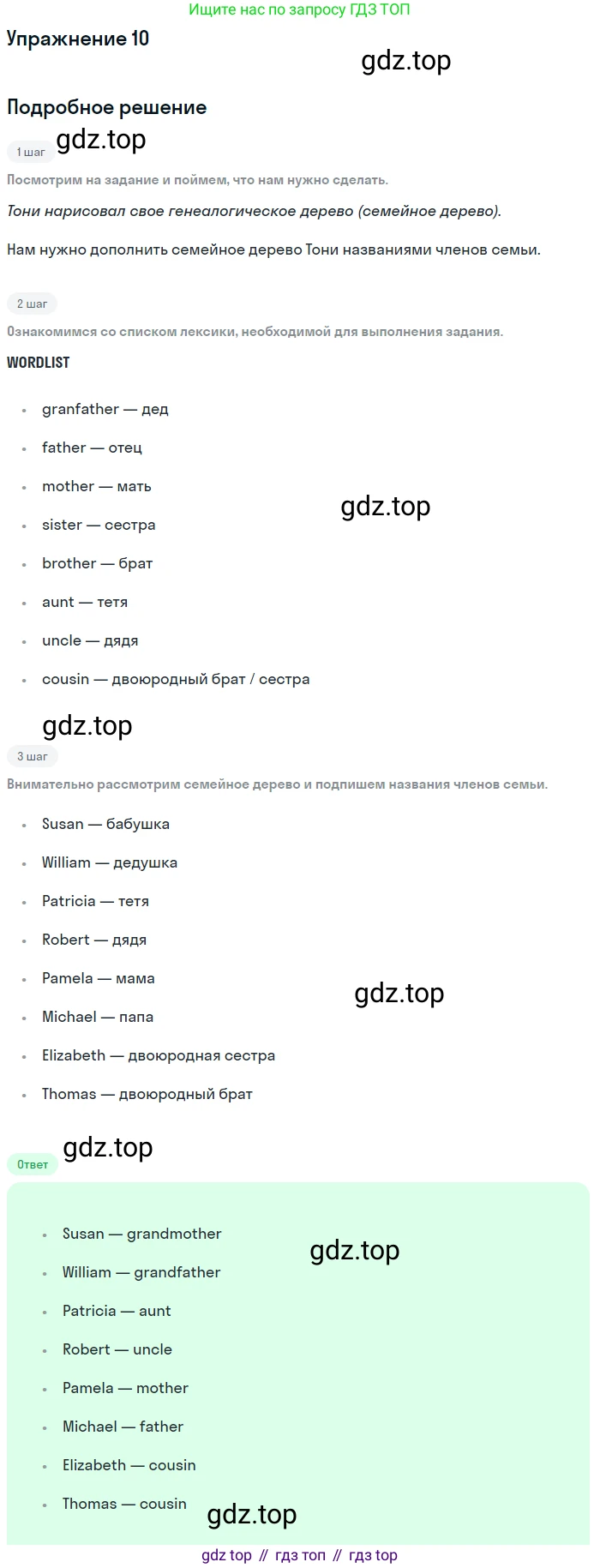 ГДЗ Английский язык (english), 6 класс Рабочая тетрадь (workbook), авторы: Вербицкая Мария Валерьевна (Verbitskaya Maria), Гаярделли Мариса (Gaiardelli Marisa ), Редли Пауль (Radley Paul), Миндрул Ольга Сергеевна (Mindrul Olga), издательство Просвещение, Москва, красного цвета, страница 21, номер 10, Решение