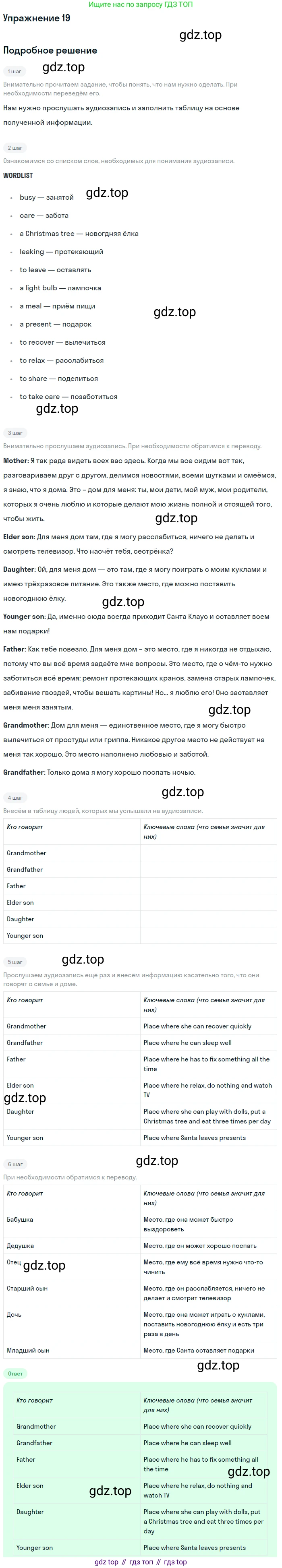ГДЗ Английский язык (english), 6 класс Рабочая тетрадь (workbook), авторы: Вербицкая Мария Валерьевна (Verbitskaya Maria), Гаярделли Мариса (Gaiardelli Marisa ), Редли Пауль (Radley Paul), Миндрул Ольга Сергеевна (Mindrul Olga), издательство Просвещение, Москва, красного цвета, страница 79, номер 19, Решение