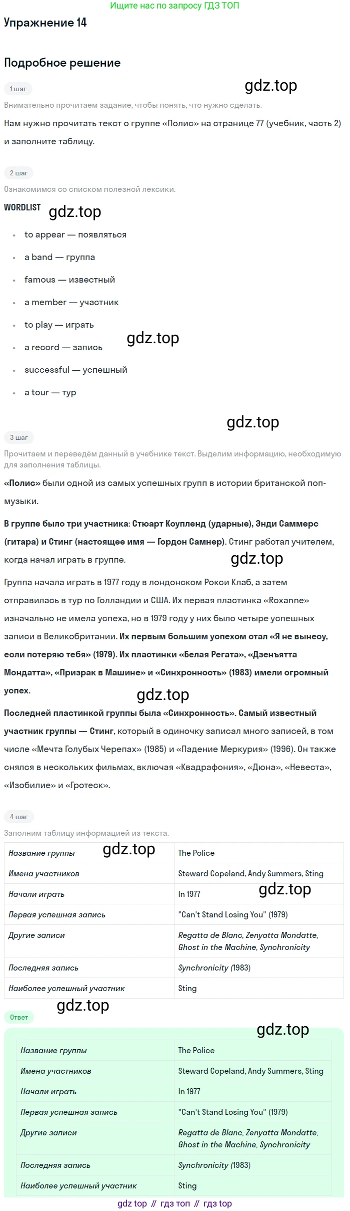 ГДЗ Английский язык (english), 6 класс Рабочая тетрадь (workbook), авторы: Вербицкая Мария Валерьевна (Verbitskaya Maria), Гаярделли Мариса (Gaiardelli Marisa ), Редли Пауль (Radley Paul), Миндрул Ольга Сергеевна (Mindrul Olga), издательство Просвещение, Москва, красного цвета, страница 116, номер 14, Решение