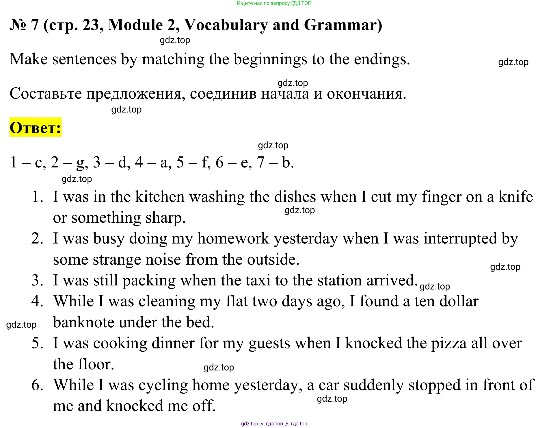 Английский язык (english), 7 класс Тренировочные упражнения в формате ОГЭ (ГИА), авторы: Комиссаров Константин Вячеславович, Кирдяева Ольга Ивановна, издательство Просвещение, Москва, 2019, белого цвета, страница 23, номер 7, Решение 1 (2023-2027)