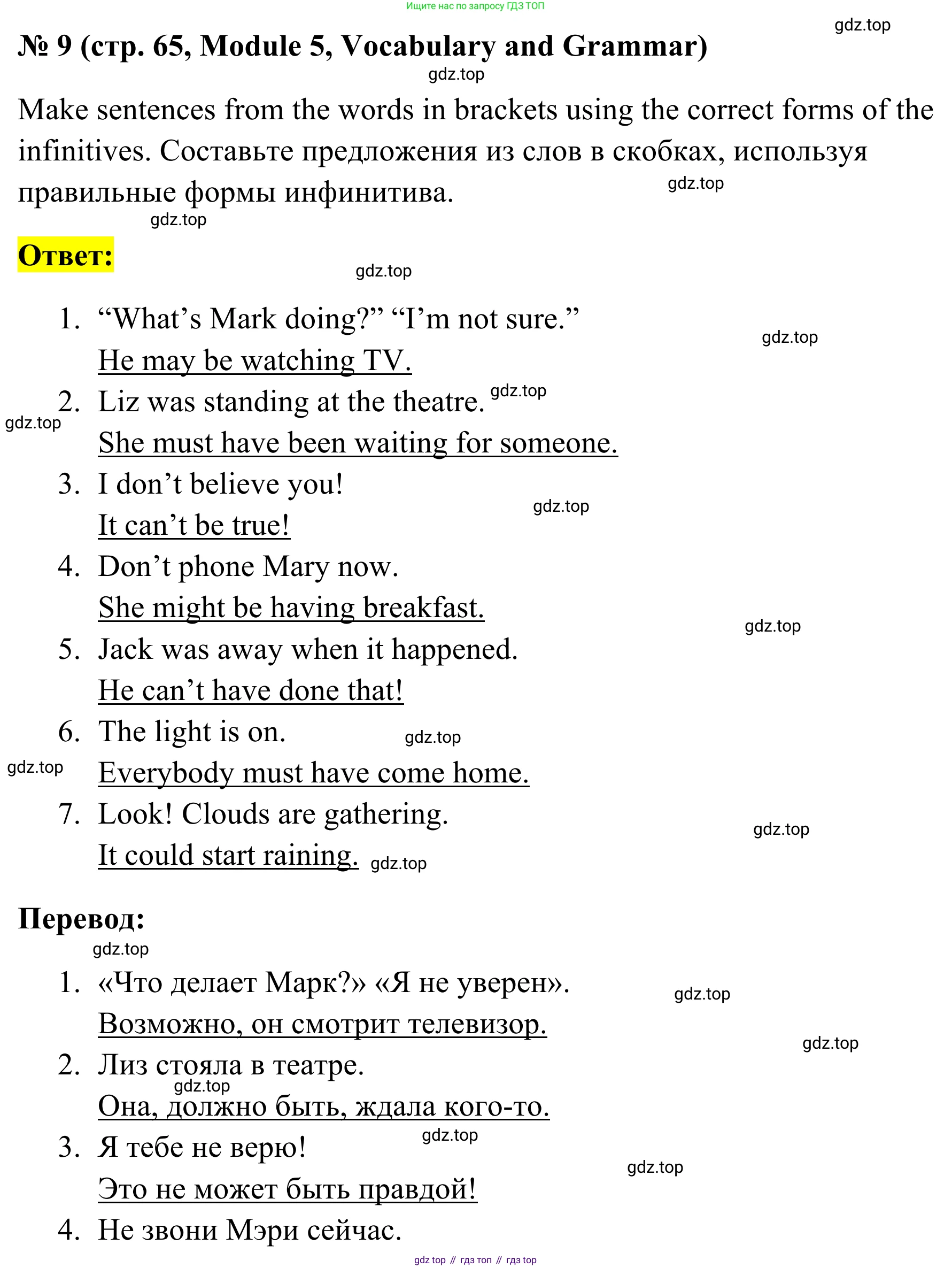 Английский язык (english), 7 класс Тренировочные упражнения в формате ОГЭ (ГИА), авторы: Комиссаров Константин Вячеславович, Кирдяева Ольга Ивановна, издательство Просвещение, Москва, 2019, белого цвета, страница 65, номер 9, Решение 1 (2023-2027)