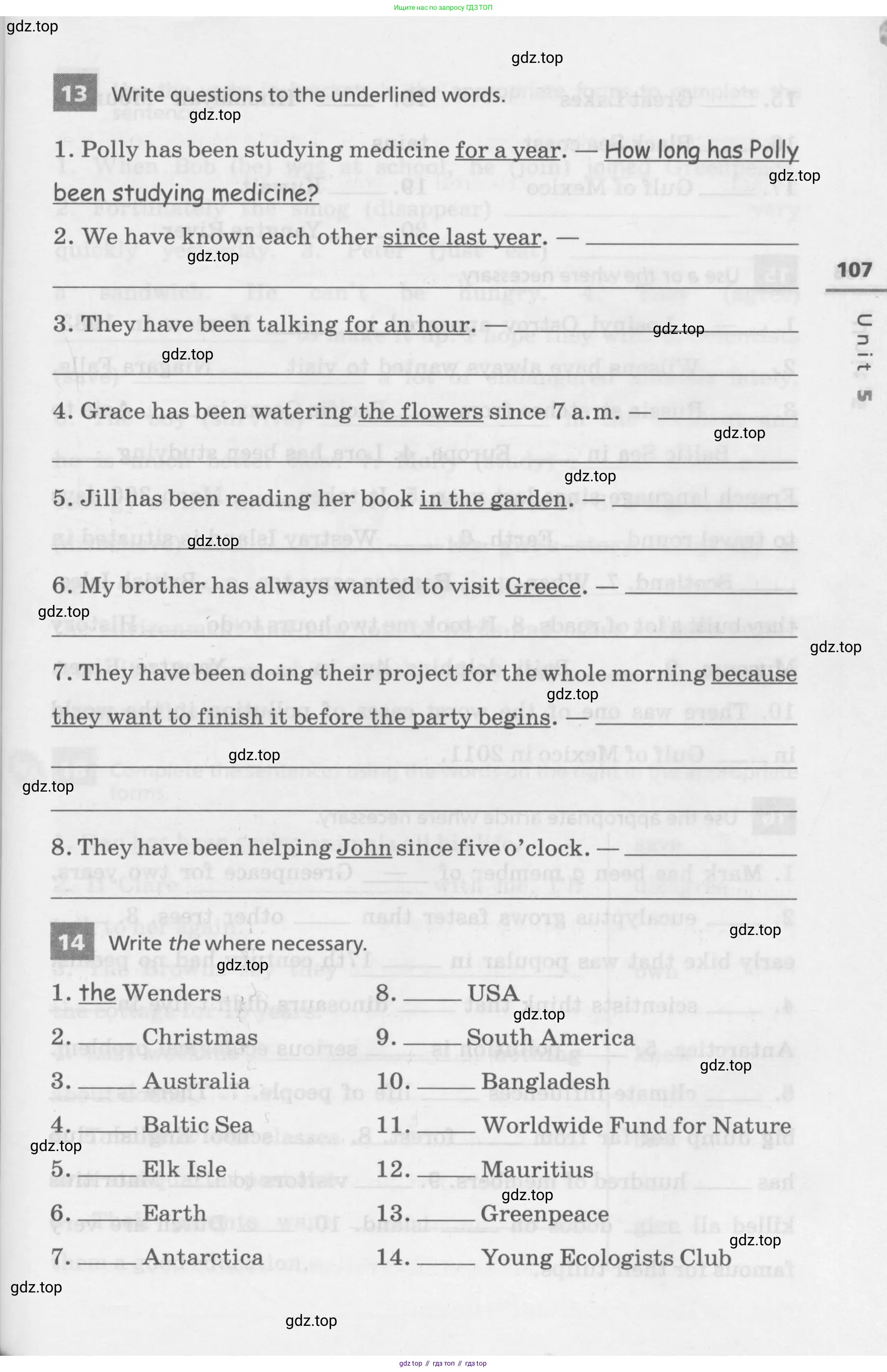 Английский язык (english), 7 класс Лексико-грамматический практикум, авторы: Афанасьева Ольга Васильевна (Afanasyeva Olga), Михеева Ирина Владимировна (Mikheeva Irina), Баранова Ксения Михайловна (Baranova Ksenia), издательство Просвещение, Москва, 2016, белого цвета, страница 107