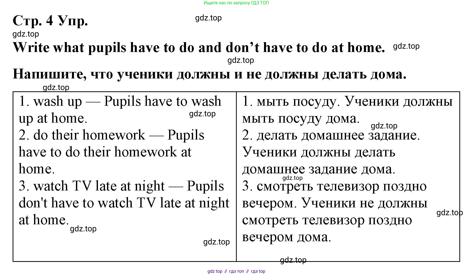 Английский язык (english), 7 класс Лексико-грамматический практикум, авторы: Афанасьева Ольга Васильевна (Afanasyeva Olga), Михеева Ирина Владимировна (Mikheeva Irina), Баранова Ксения Михайловна (Baranova Ksenia), издательство Просвещение, Москва, 2016, белого цвета, страница 4, номер 4, Решение
