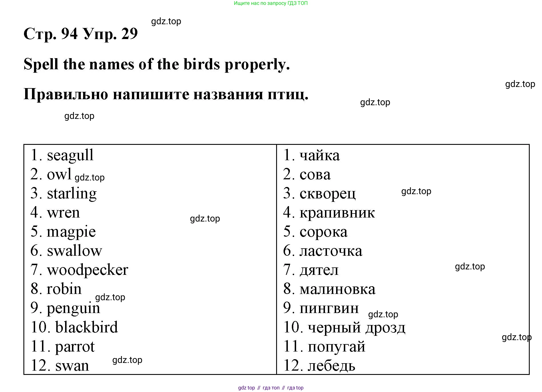Английский язык (english), 7 класс Лексико-грамматический практикум, авторы: Афанасьева Ольга Васильевна (Afanasyeva Olga), Михеева Ирина Владимировна (Mikheeva Irina), Баранова Ксения Михайловна (Baranova Ksenia), издательство Просвещение, Москва, 2016, белого цвета, страница 94, номер 29, Решение
