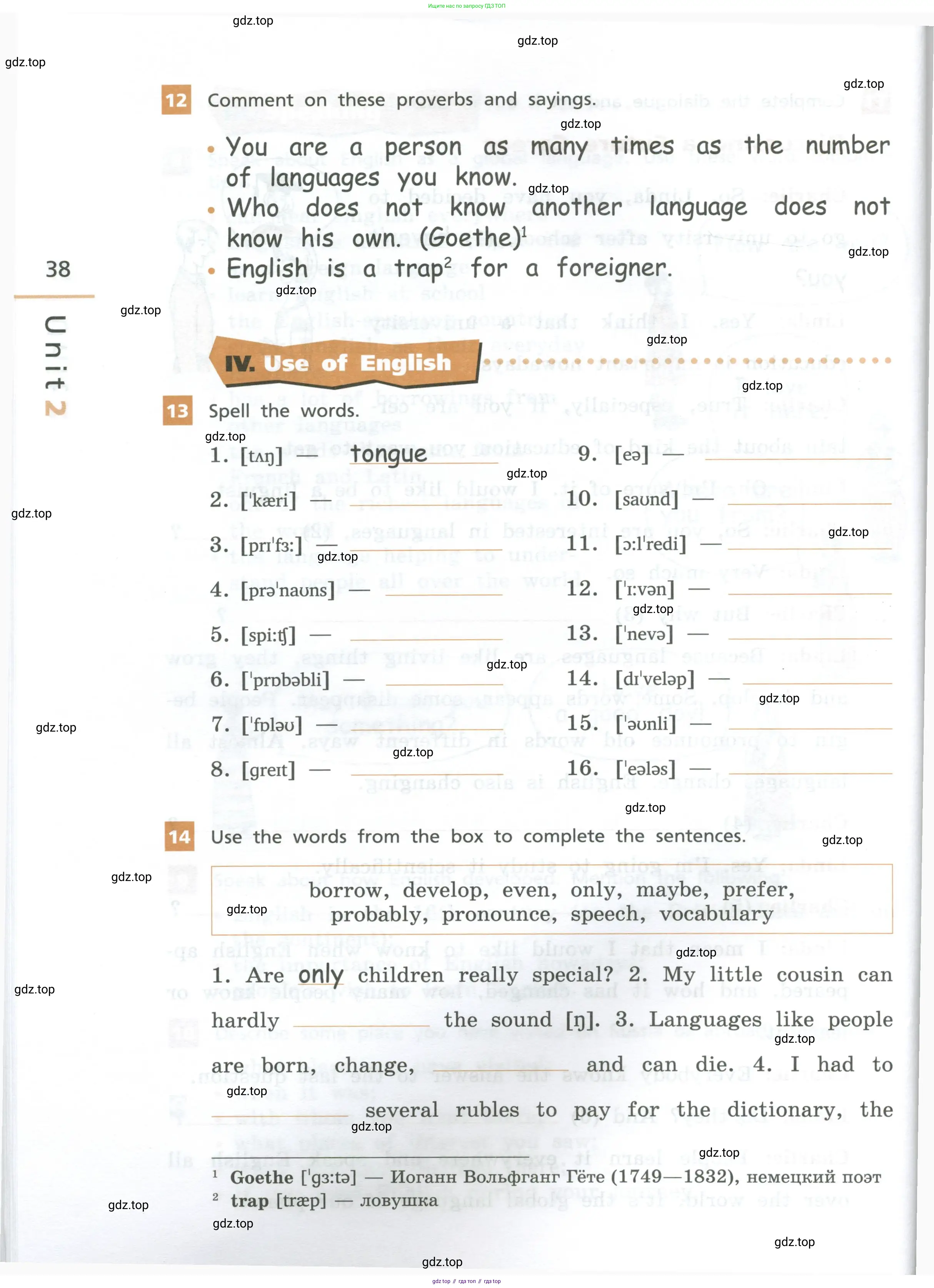 Английский язык (english), 7 класс рабочая тетрадь, авторы: Афанасьева Ольга Васильевна (Afanasyeva Olga), Михеева Ирина Владимировна (Mikheeva Irina), Баранова Ксения Михайловна (Baranova Ksenia), издательство Просвещение, Москва, 2024, белого цвета, страница 38