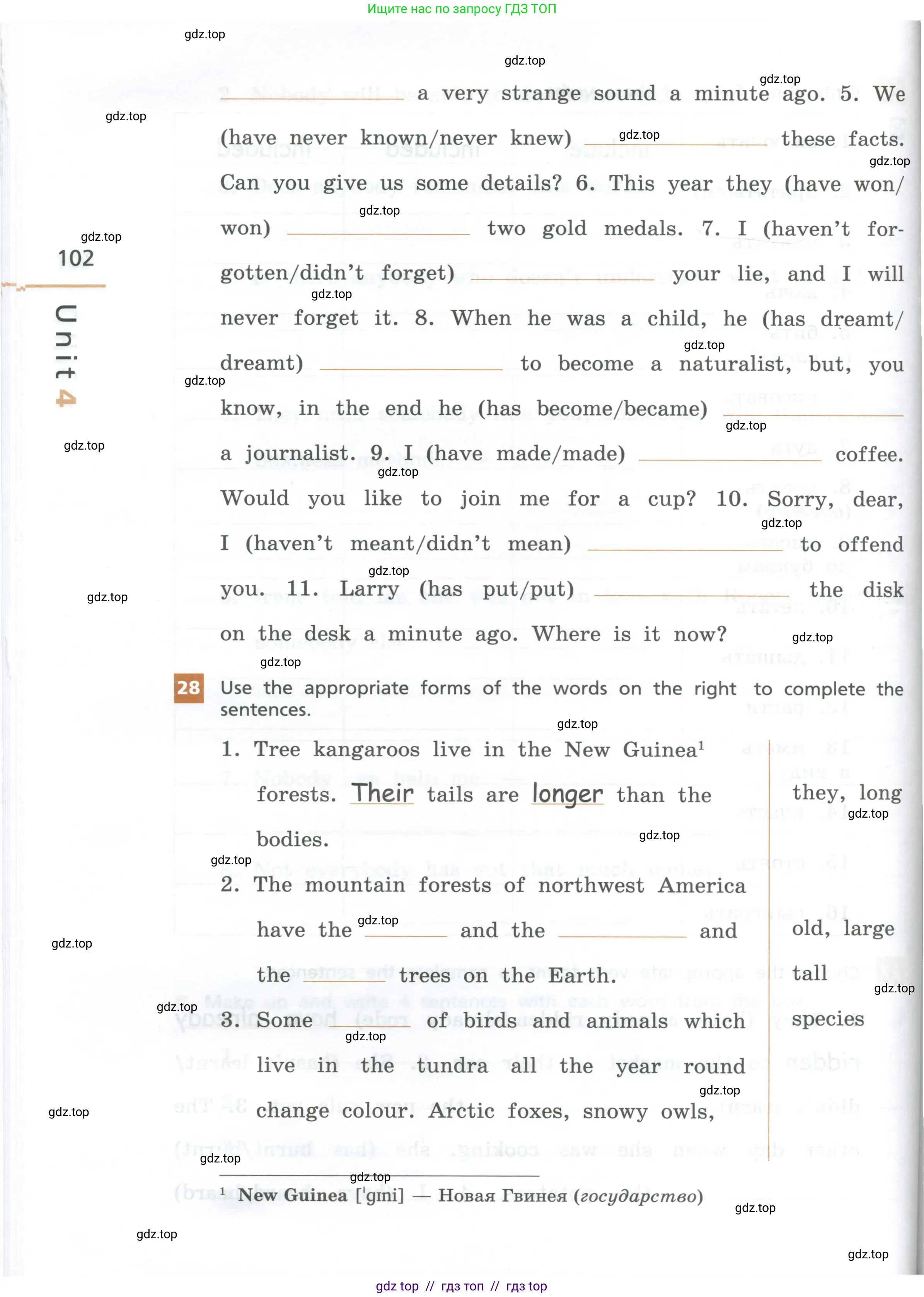 Английский язык (english), 7 класс рабочая тетрадь, авторы: Афанасьева Ольга Васильевна (Afanasyeva Olga), Михеева Ирина Владимировна (Mikheeva Irina), Баранова Ксения Михайловна (Baranova Ksenia), издательство Просвещение, Москва, 2024, белого цвета, страница 102